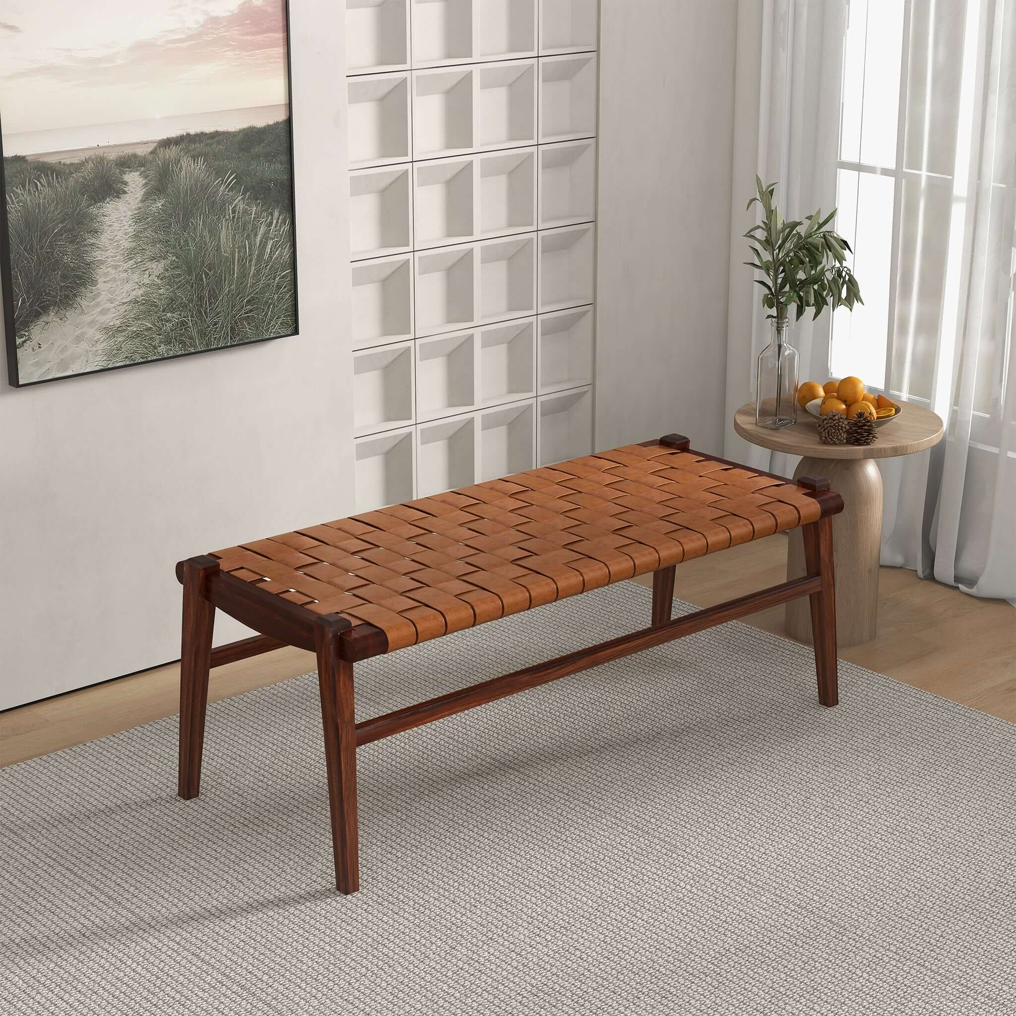 Saddle Leather Bench - New York Modern Furniture