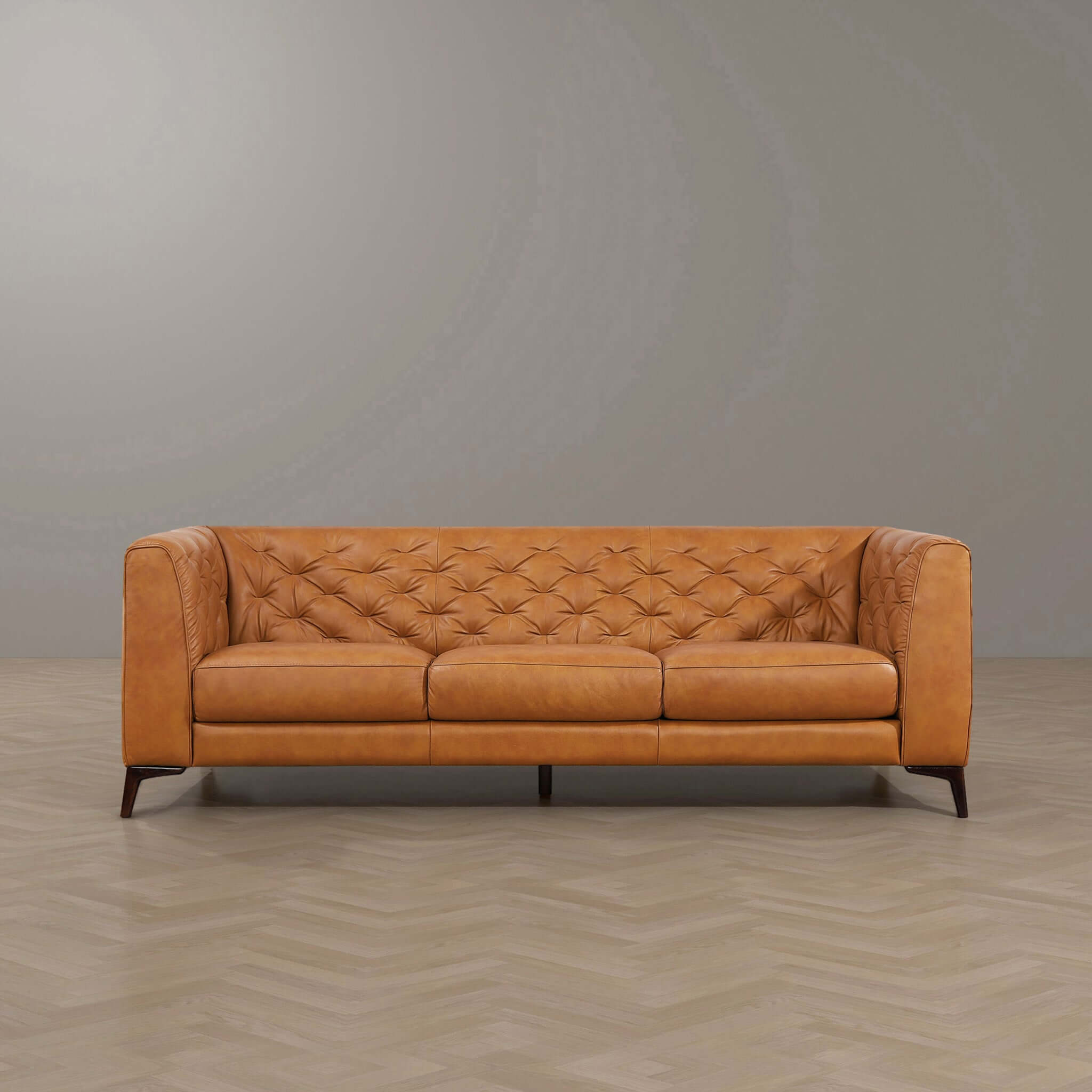 Sterling Mid-Century Modern Genuine Leather Chesterfield Sofa - New York Modern Furniture