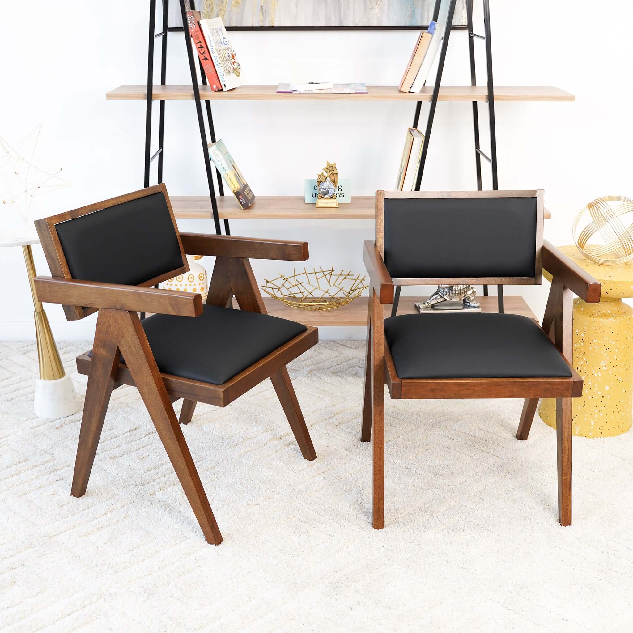 Torrey Black Leather Dining Chair (Set of 2)