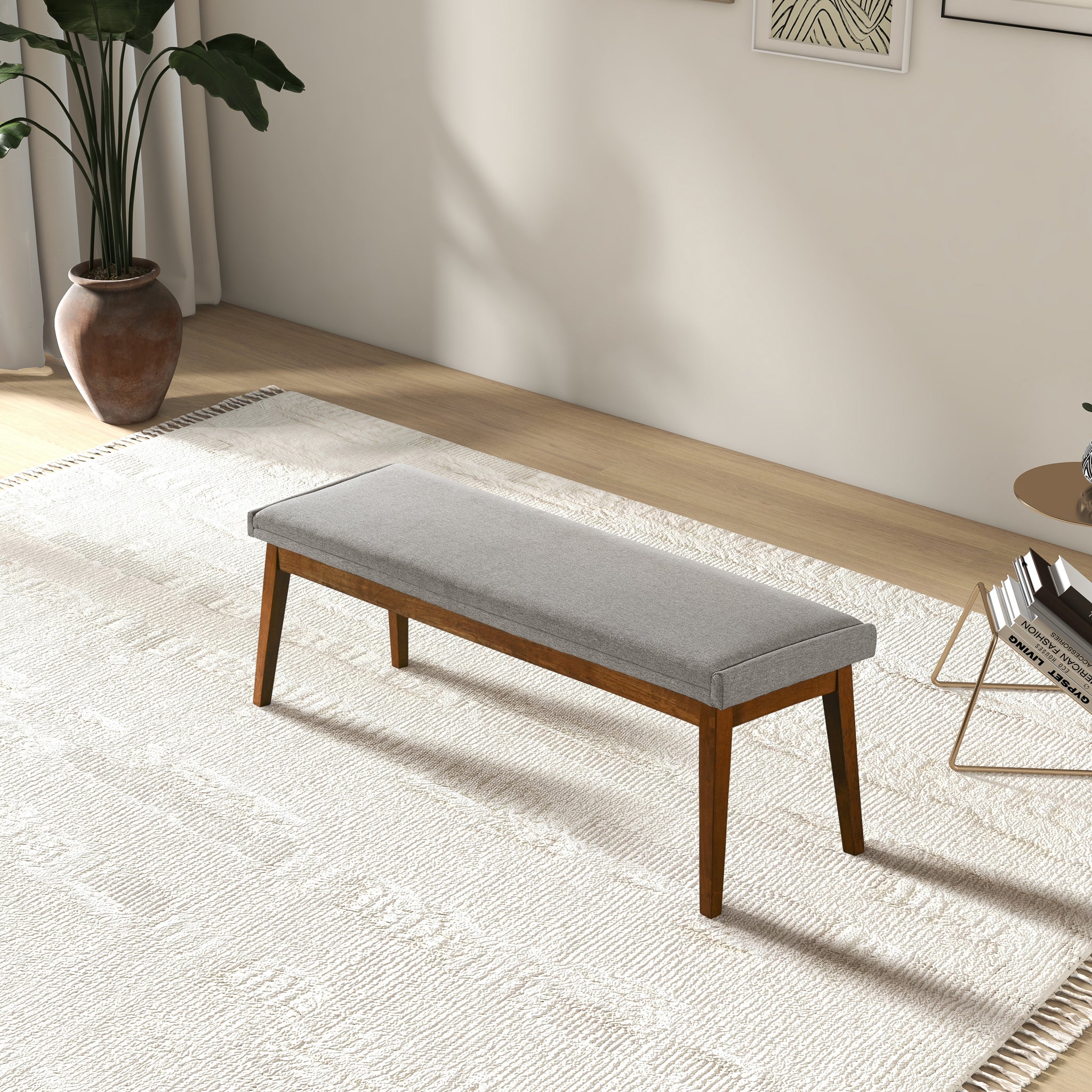 Trent Mid-Century Modern Fabric Upholstered Bench - New York Modern Furniture