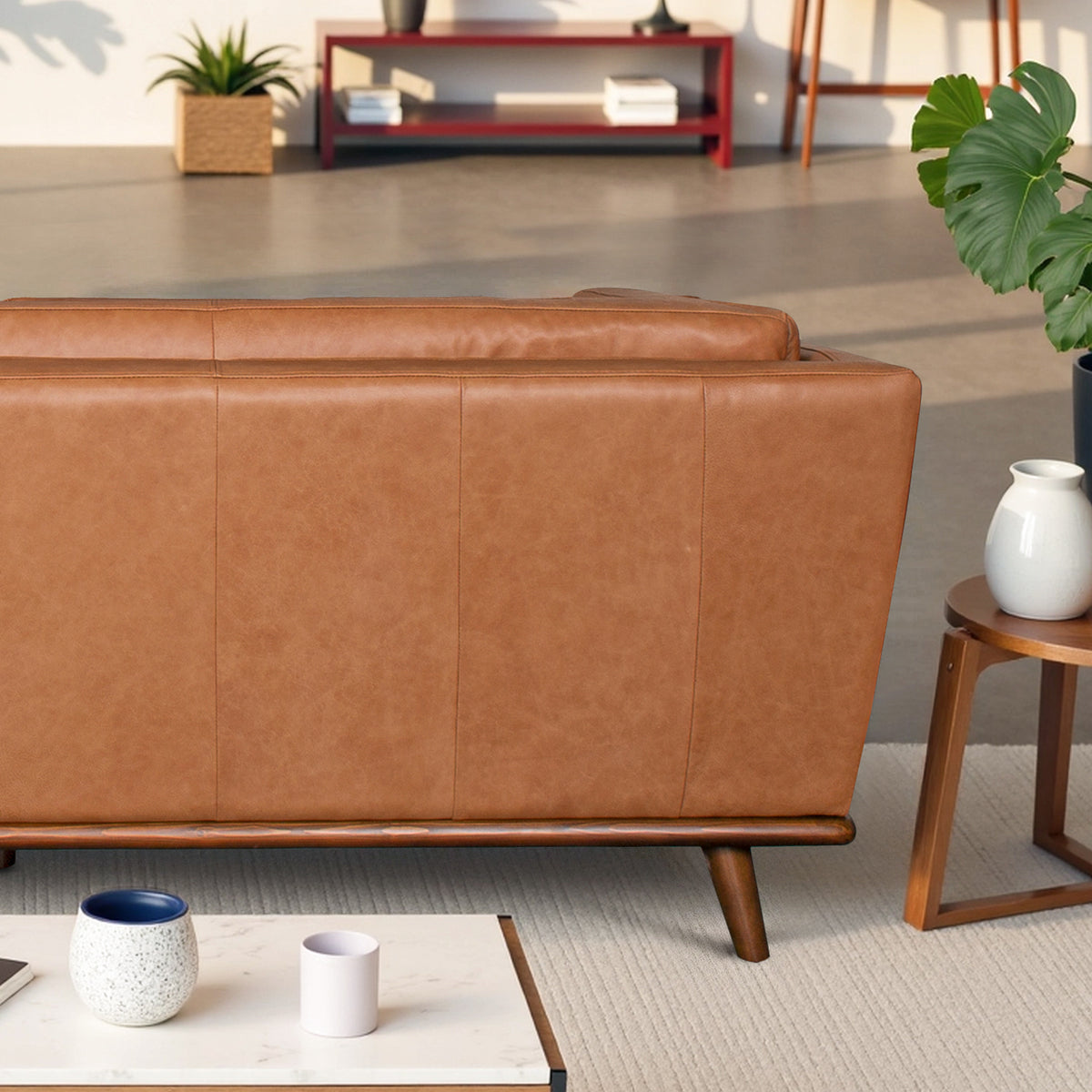 Union Elegant Top Grain Leather Sofa with Solid Wood Base & Legs - New York Modern Furniture