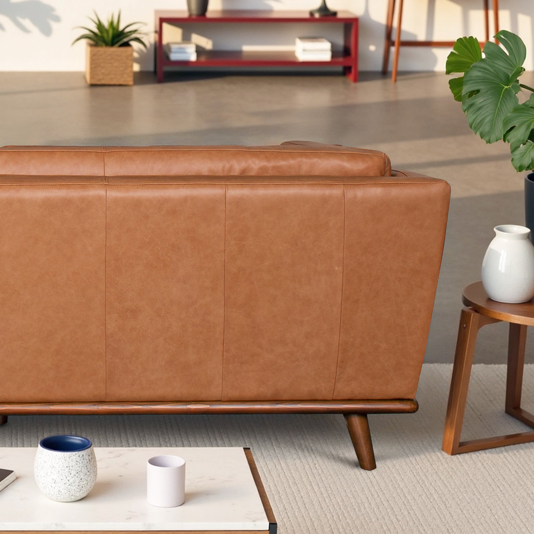 Union Elegant Top Grain Leather Sofa with Solid Wood Base & Legs - New York Modern Furniture