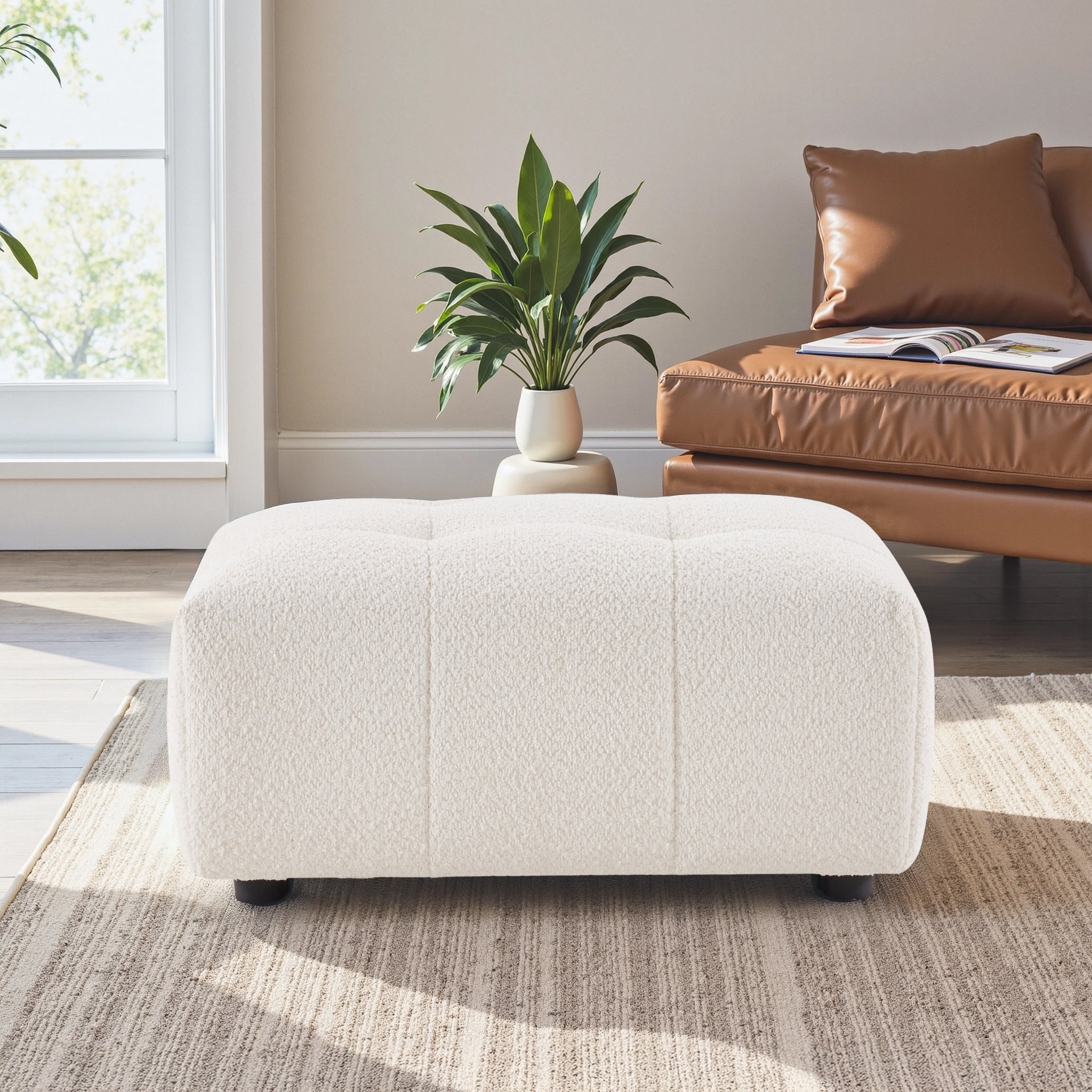 Warner Boucle Ottoman - New York Modern Furniture