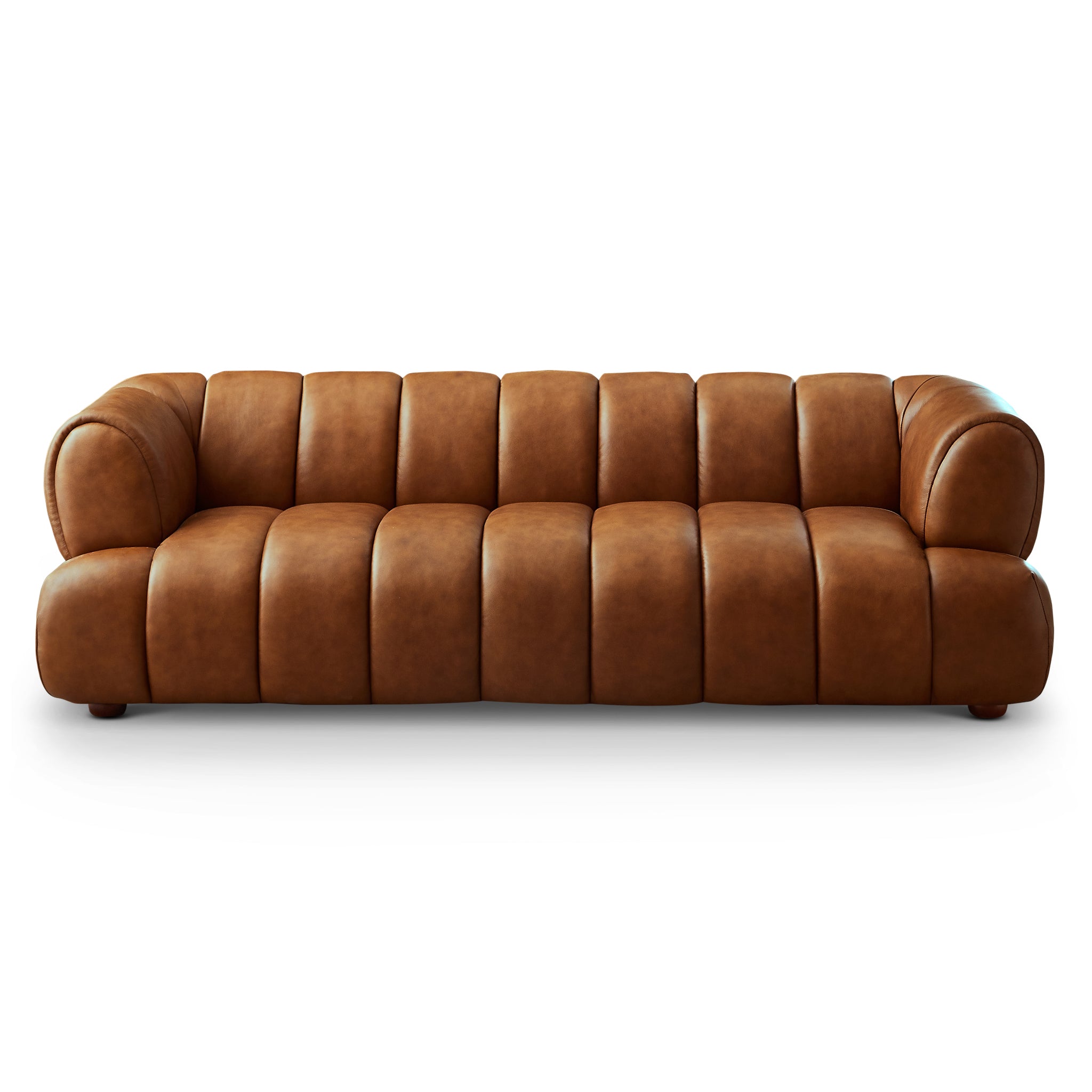 Dorien Cognac Top-Grain Leather Sofa | Contemporary Modern 3-Seater Couch | New York Modern Furniture