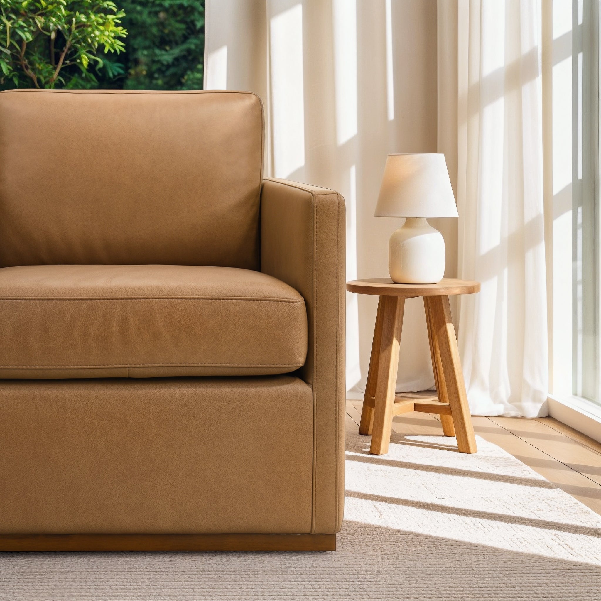 Corin Mid-Century Modern Swivel Accent Chair in Premium Leather - New York Modern Furniture