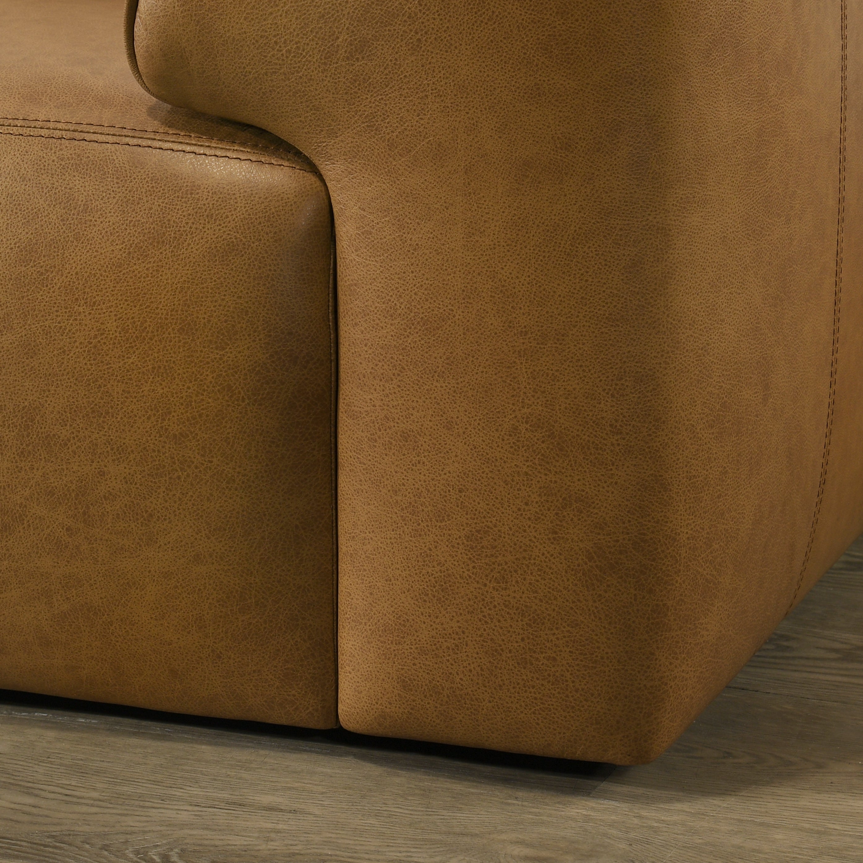 Orlando Premium Top-grain Buffalo Leather Sofa with Padded Armrests & Easy Care Surface | New York Modern Furniture