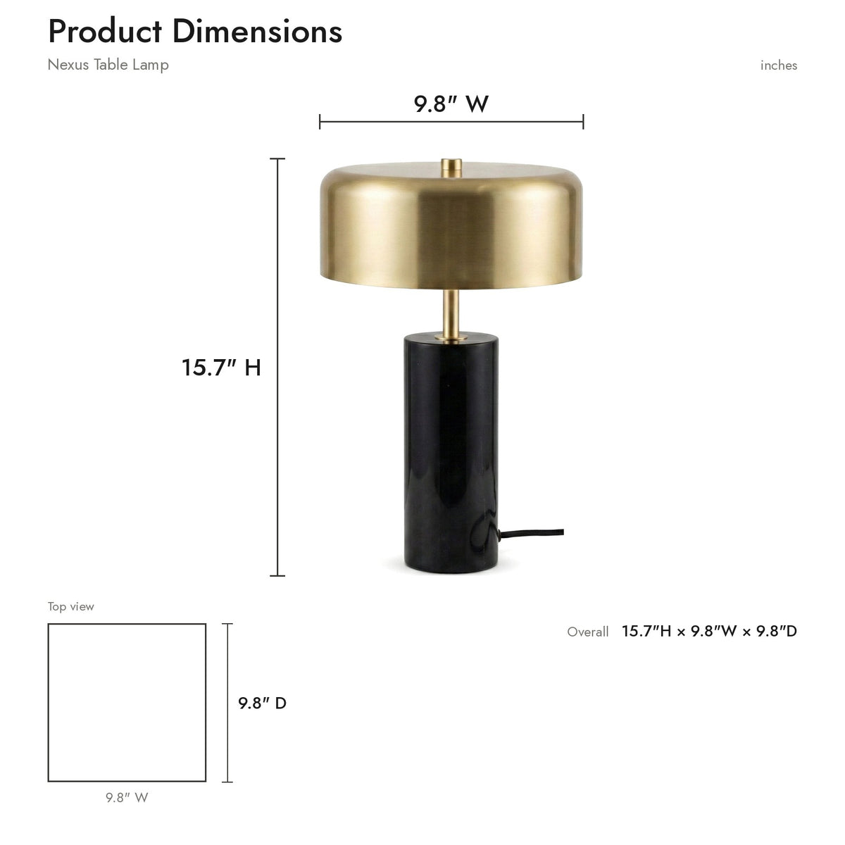 Product dimensions diagram