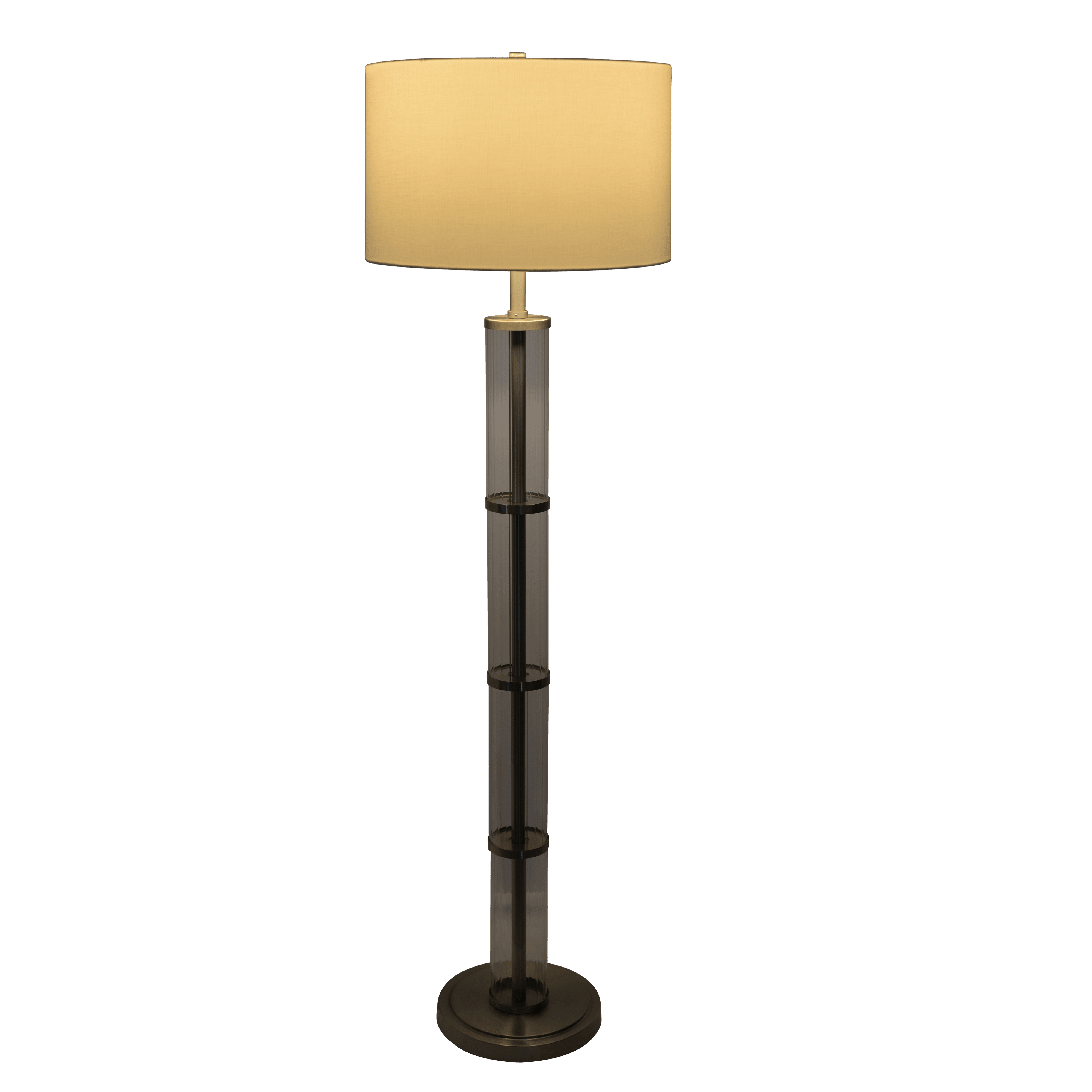 Luminous Brushed Nickel Floor Lamp with 3-Way Rotary Switch Clear Glass Body Metal Base