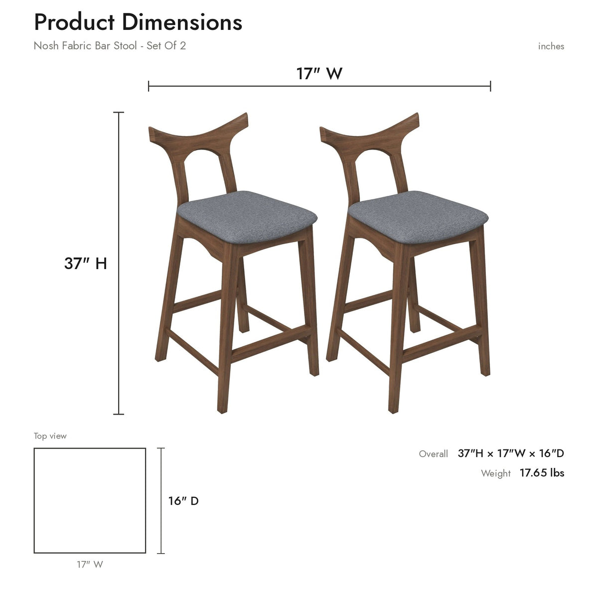 Product dimensions diagram