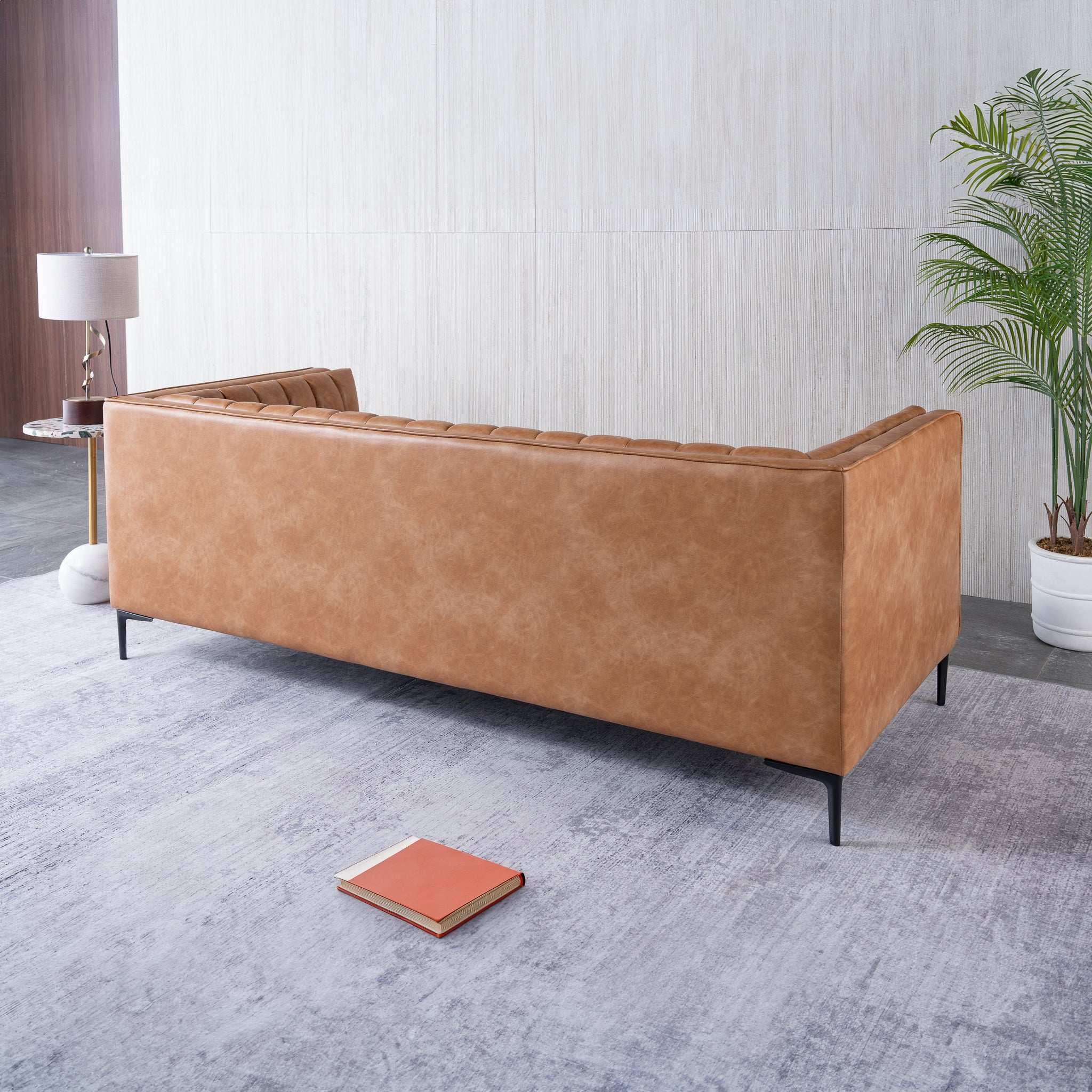 Marconi Cognac Vegan Leather Sofa
