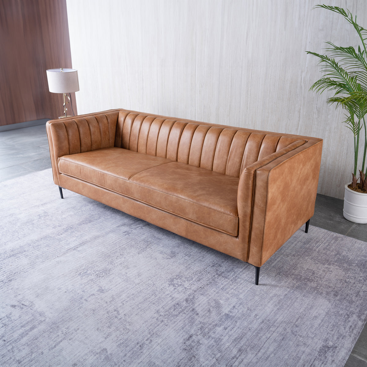 Marconi Cognac Vegan Leather Sofa