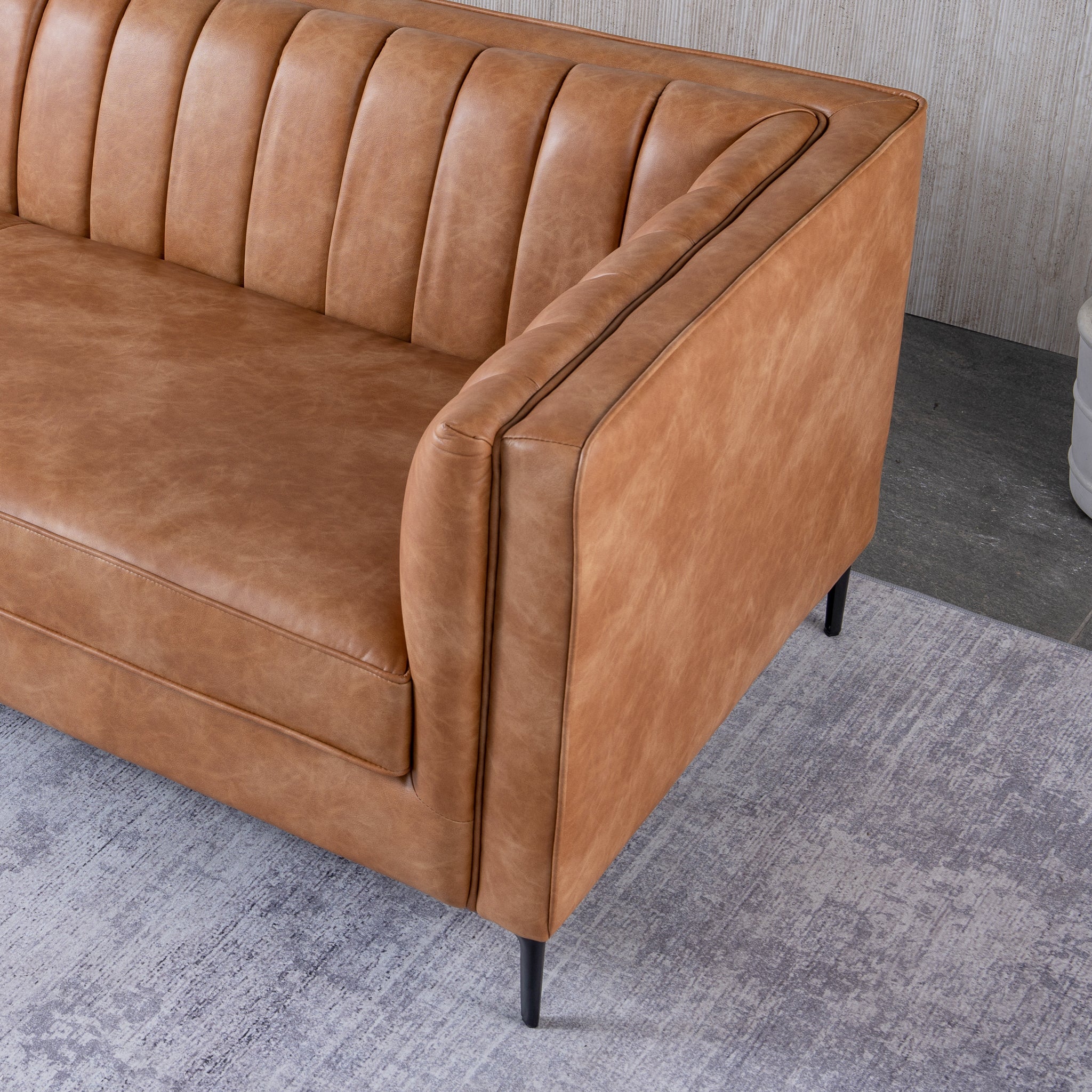 Marconi Cognac Vegan Leather Sofa