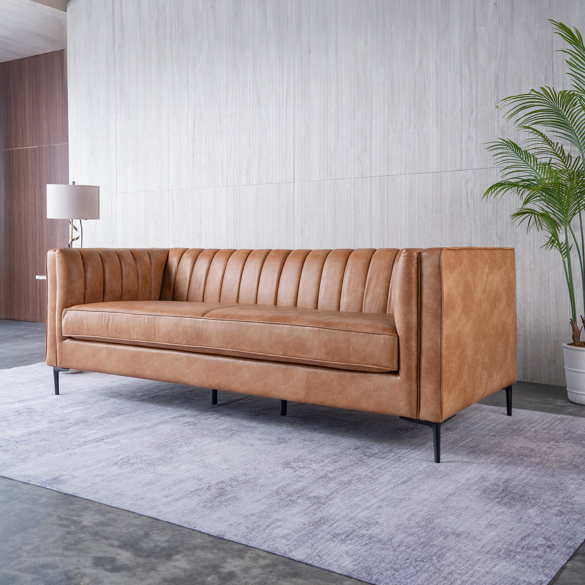 Marconi Cognac Vegan Leather Sofa