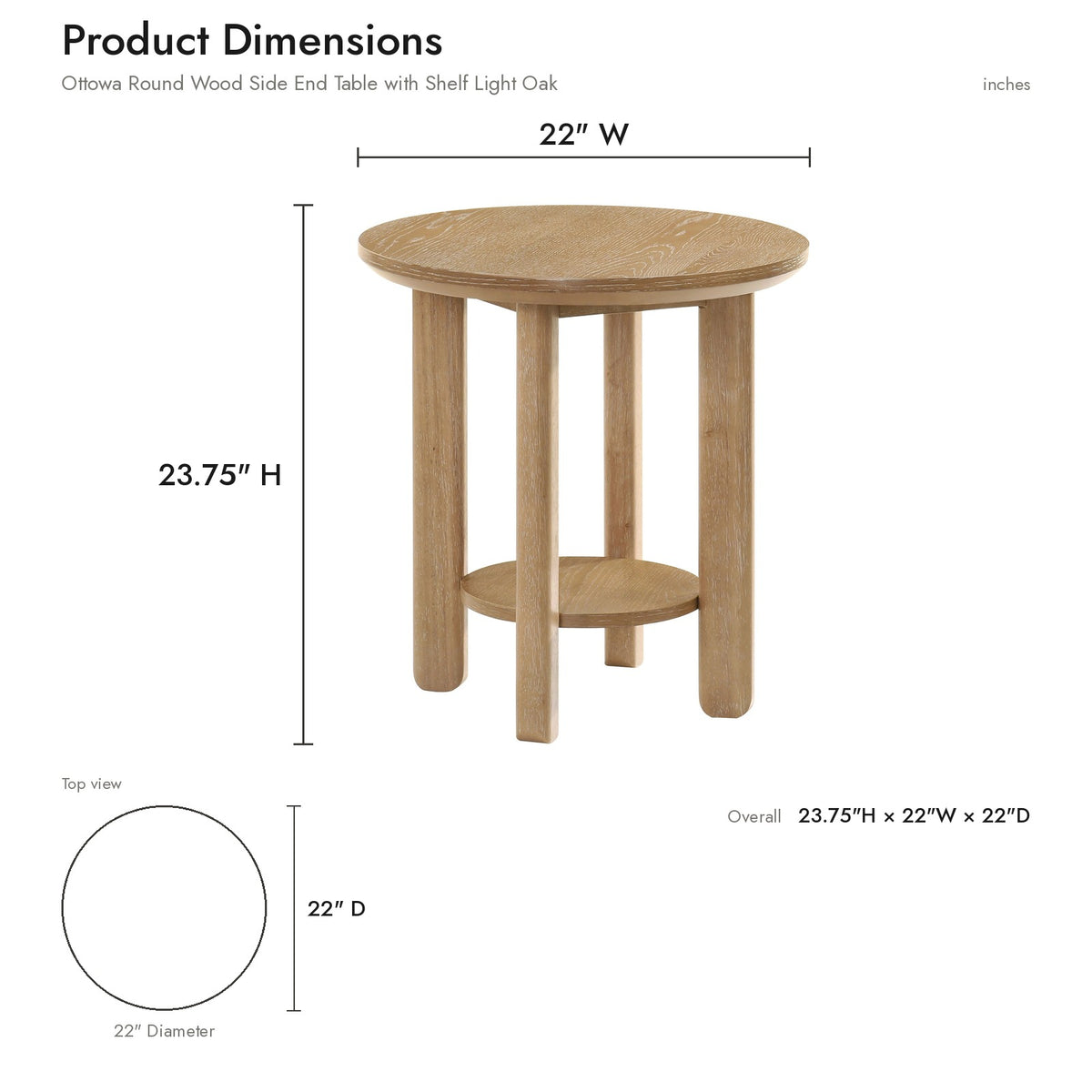 Product dimensions diagram