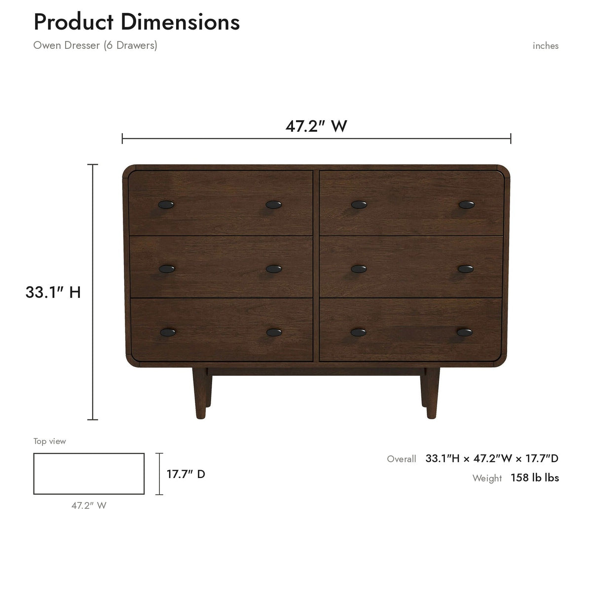 Product dimensions diagram