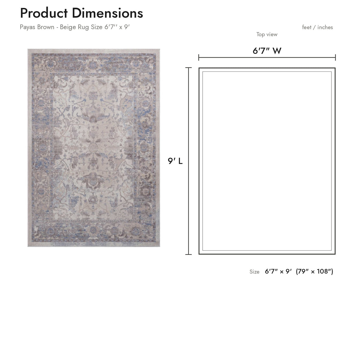 Product dimensions diagram