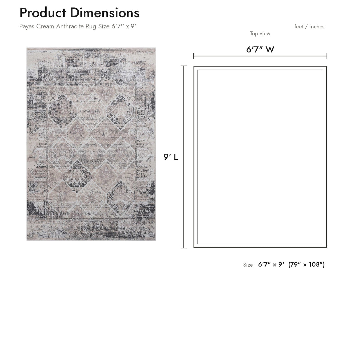 Product dimensions diagram