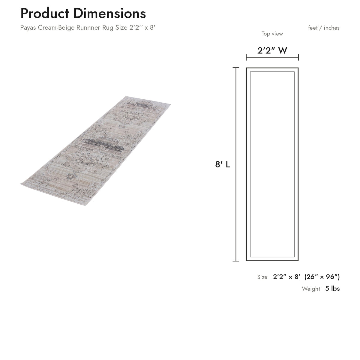 Product dimensions diagram