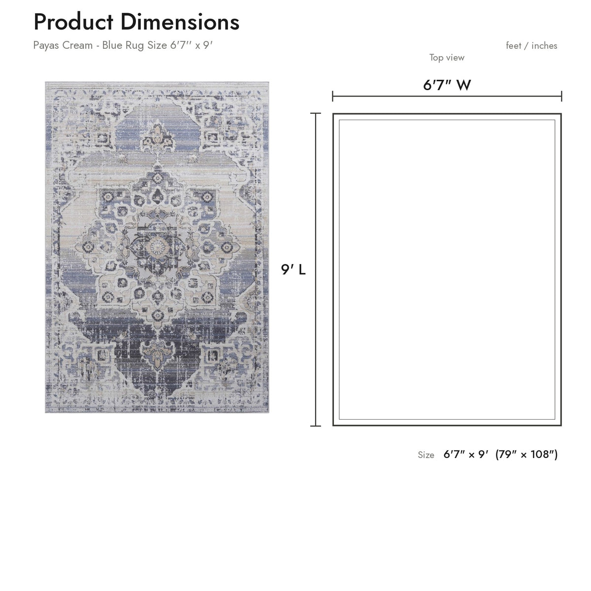Product dimensions diagram