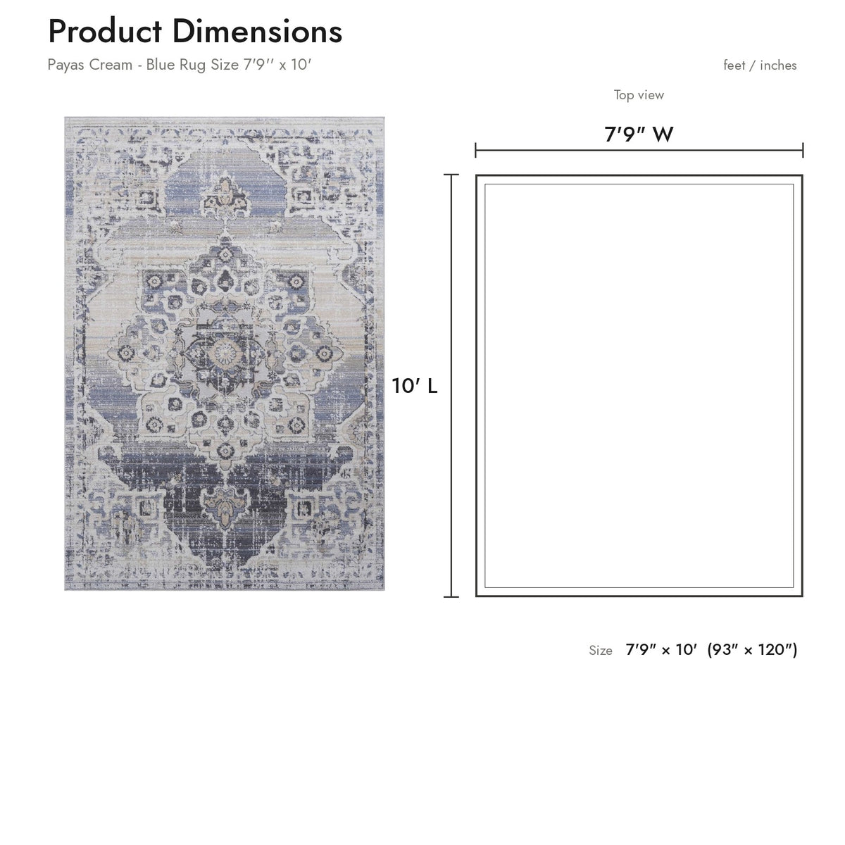 Product dimensions diagram