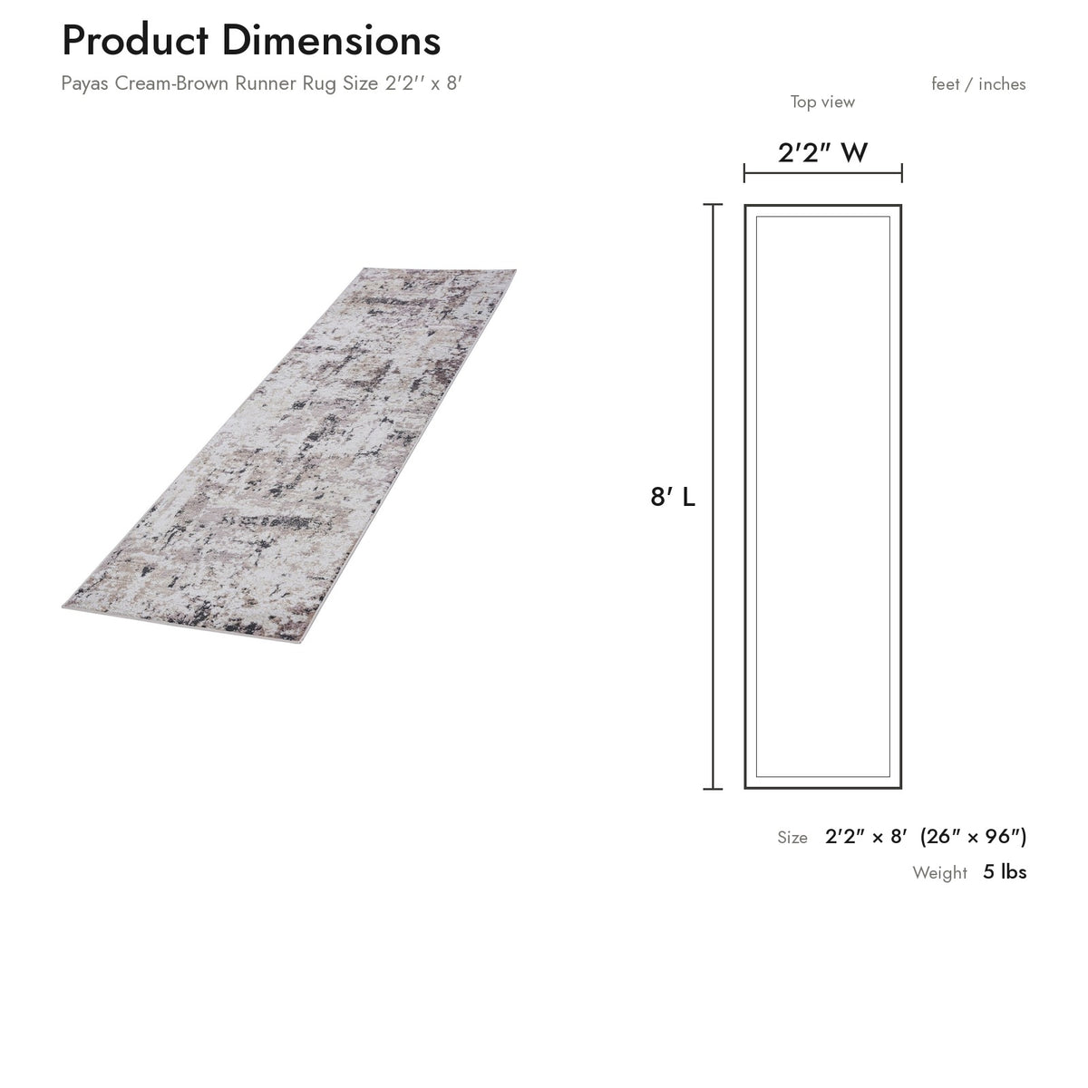 Product dimensions diagram