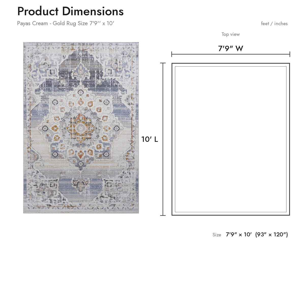 Product dimensions diagram