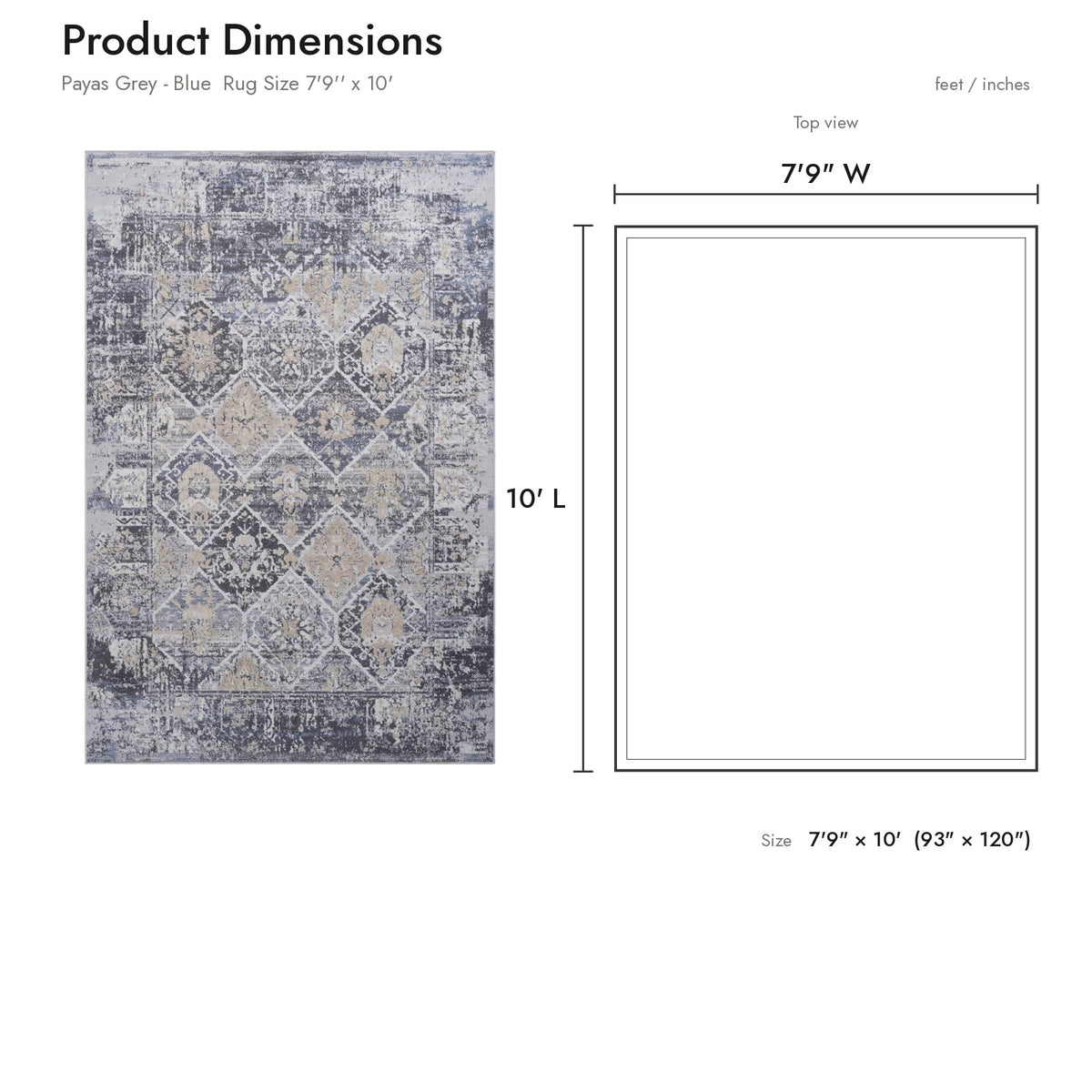 Product dimensions diagram