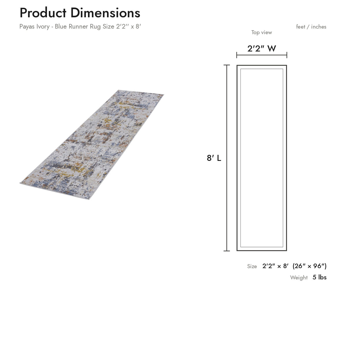 Product dimensions diagram