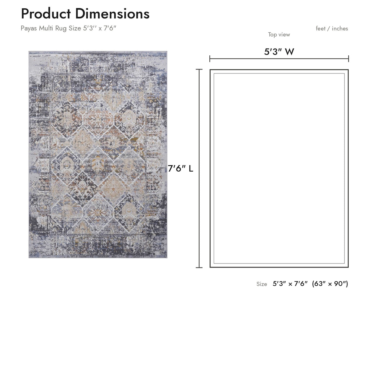 Product dimensions diagram