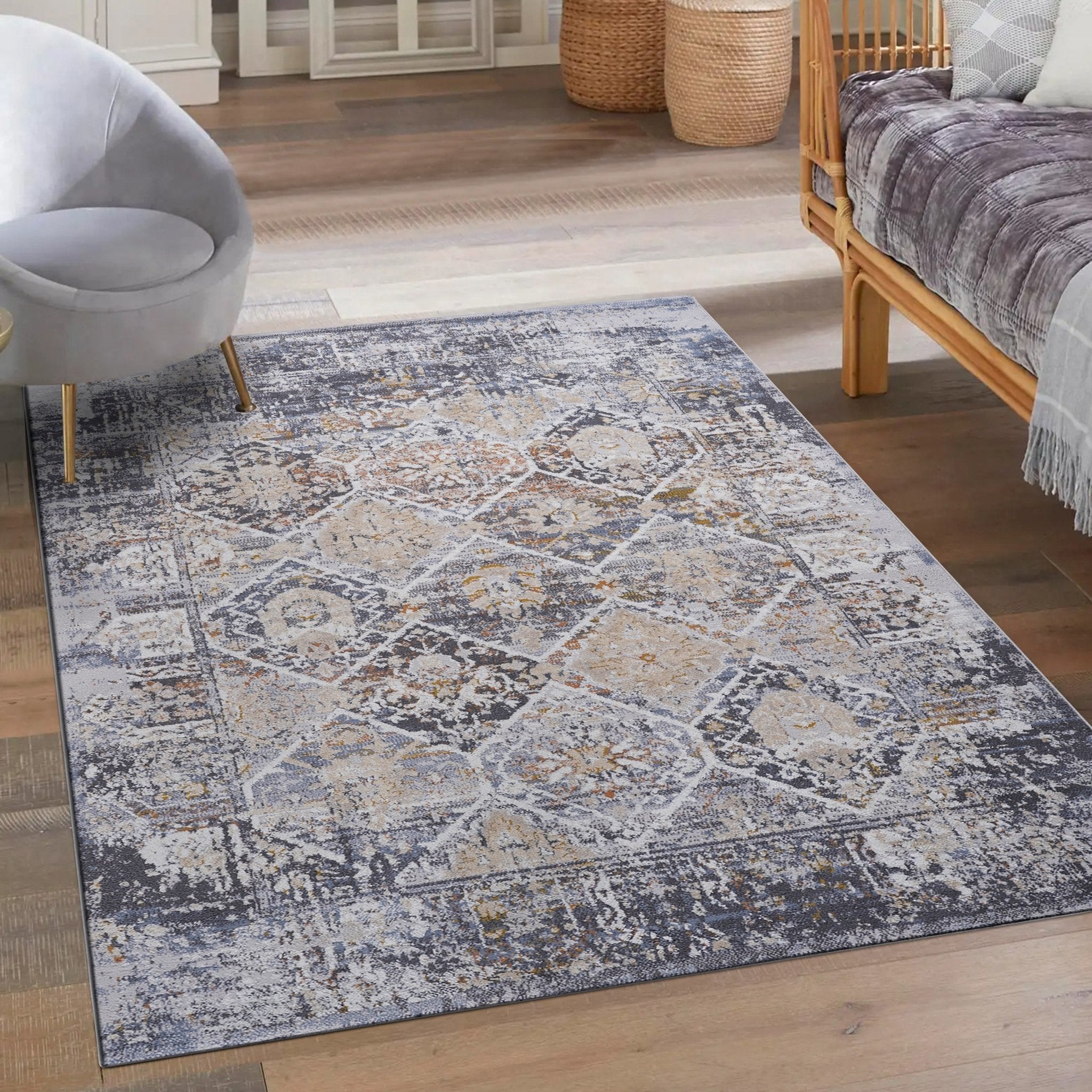 Payas Grey - Blue Rug Size 5'3'' x 7'6"