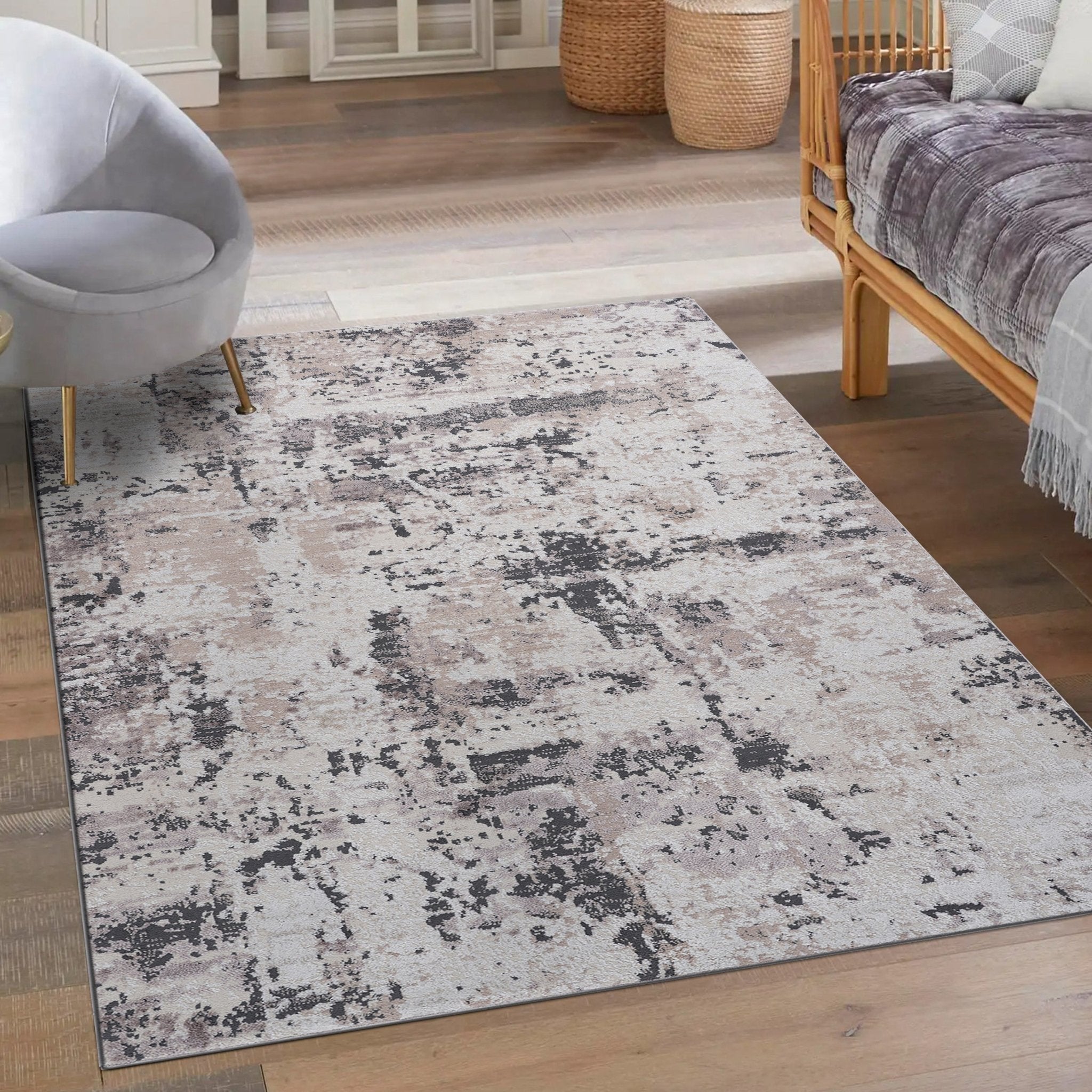 Payas Cream Brown Rug Size 6'7'' x 9'