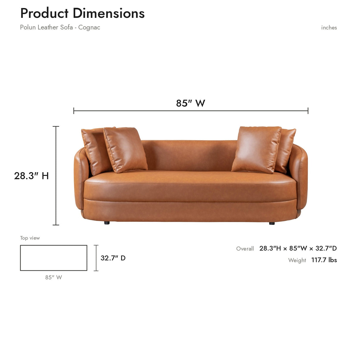 Product dimensions diagram