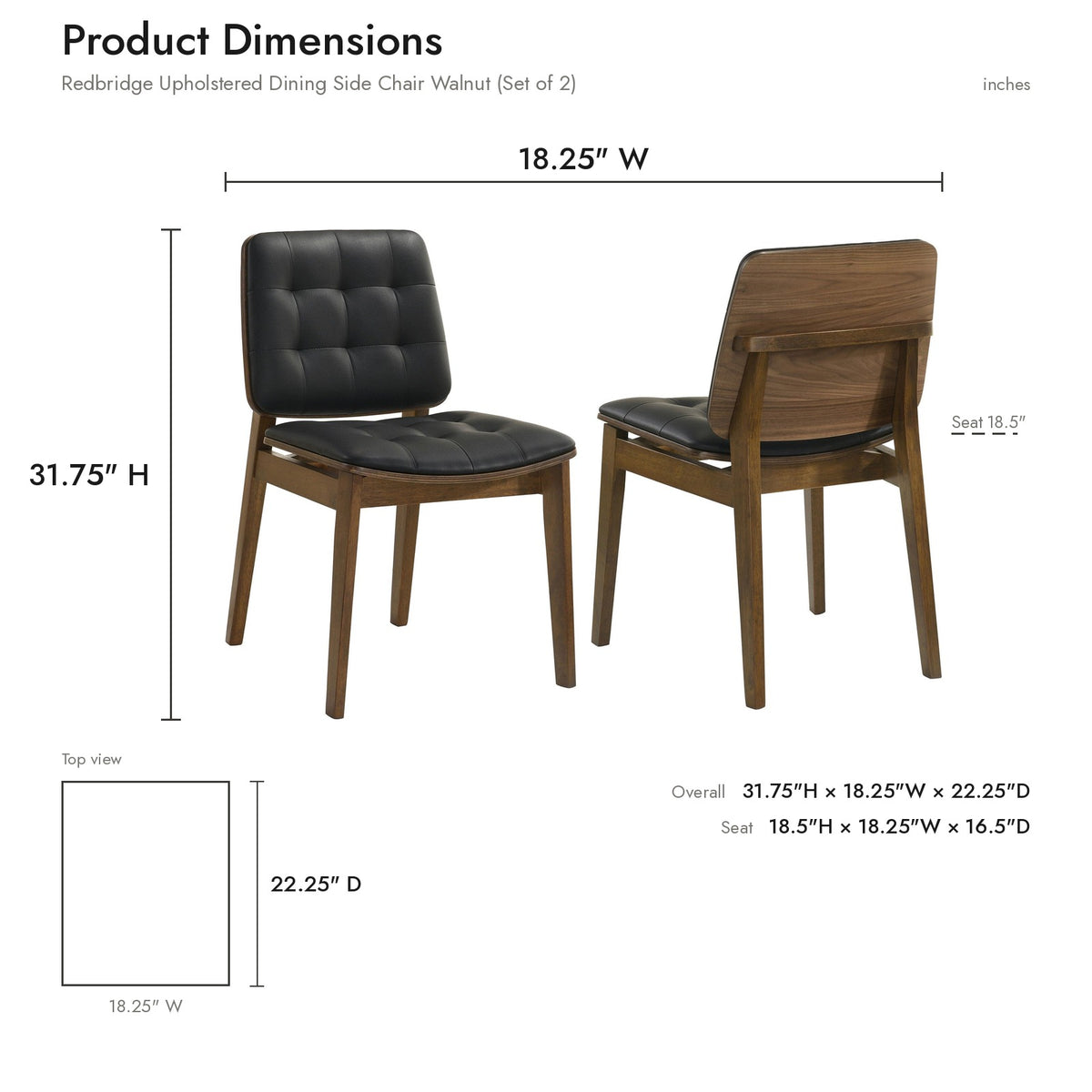 Product dimensions diagram