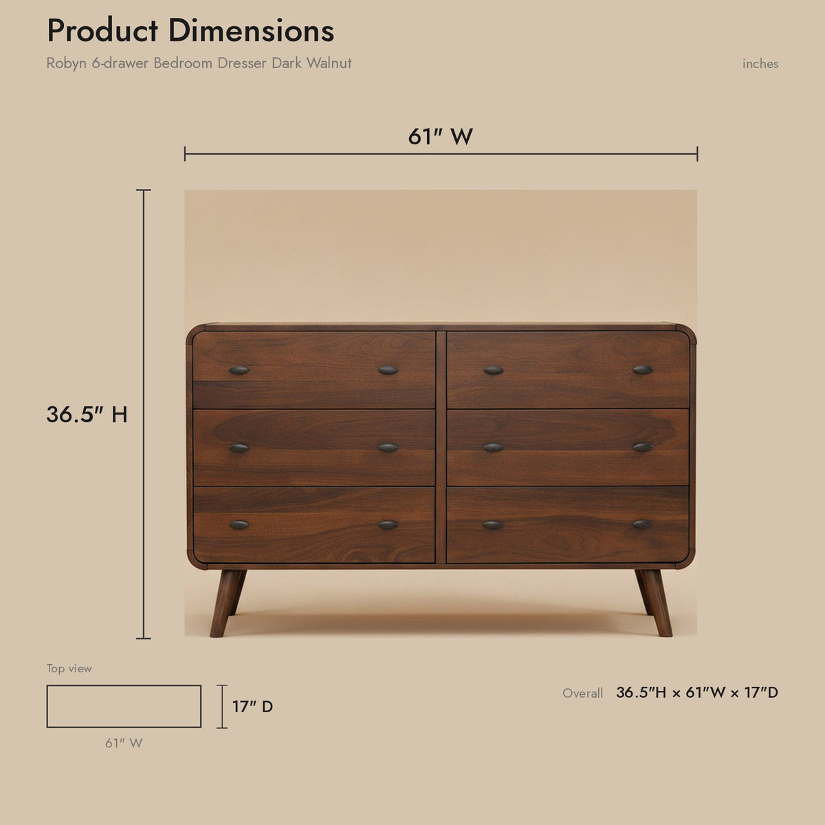 Product dimensions diagram
