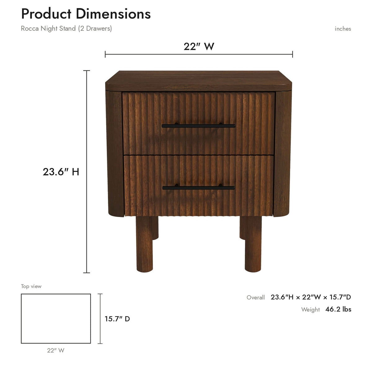 Product dimensions diagram