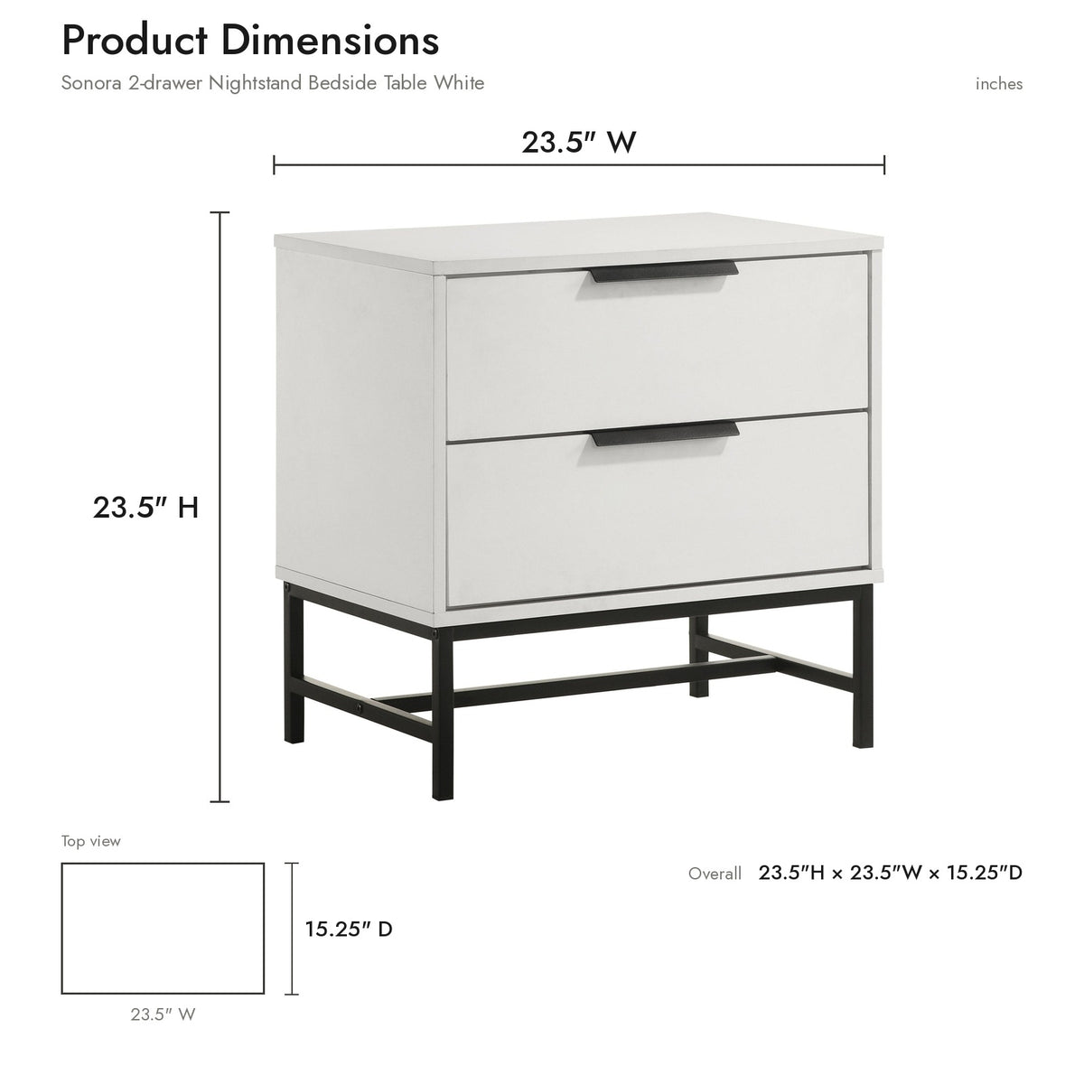 Product dimensions diagram