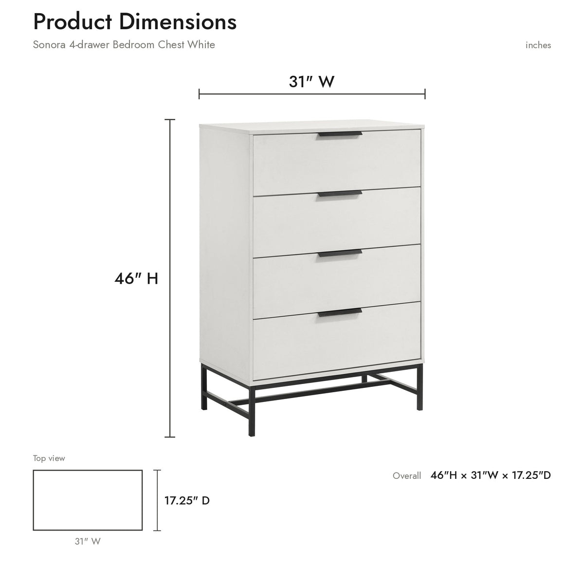Product dimensions diagram