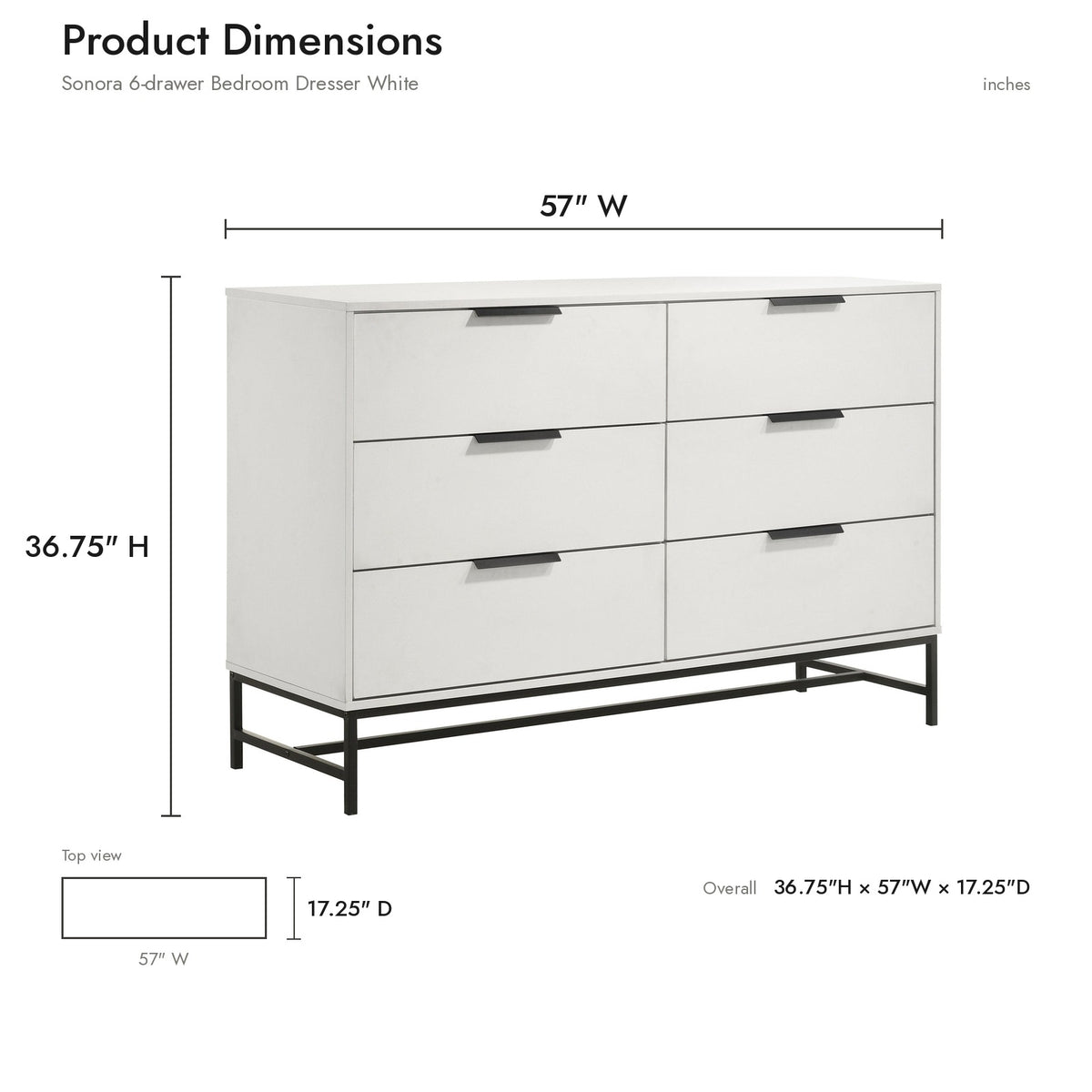 Product dimensions diagram