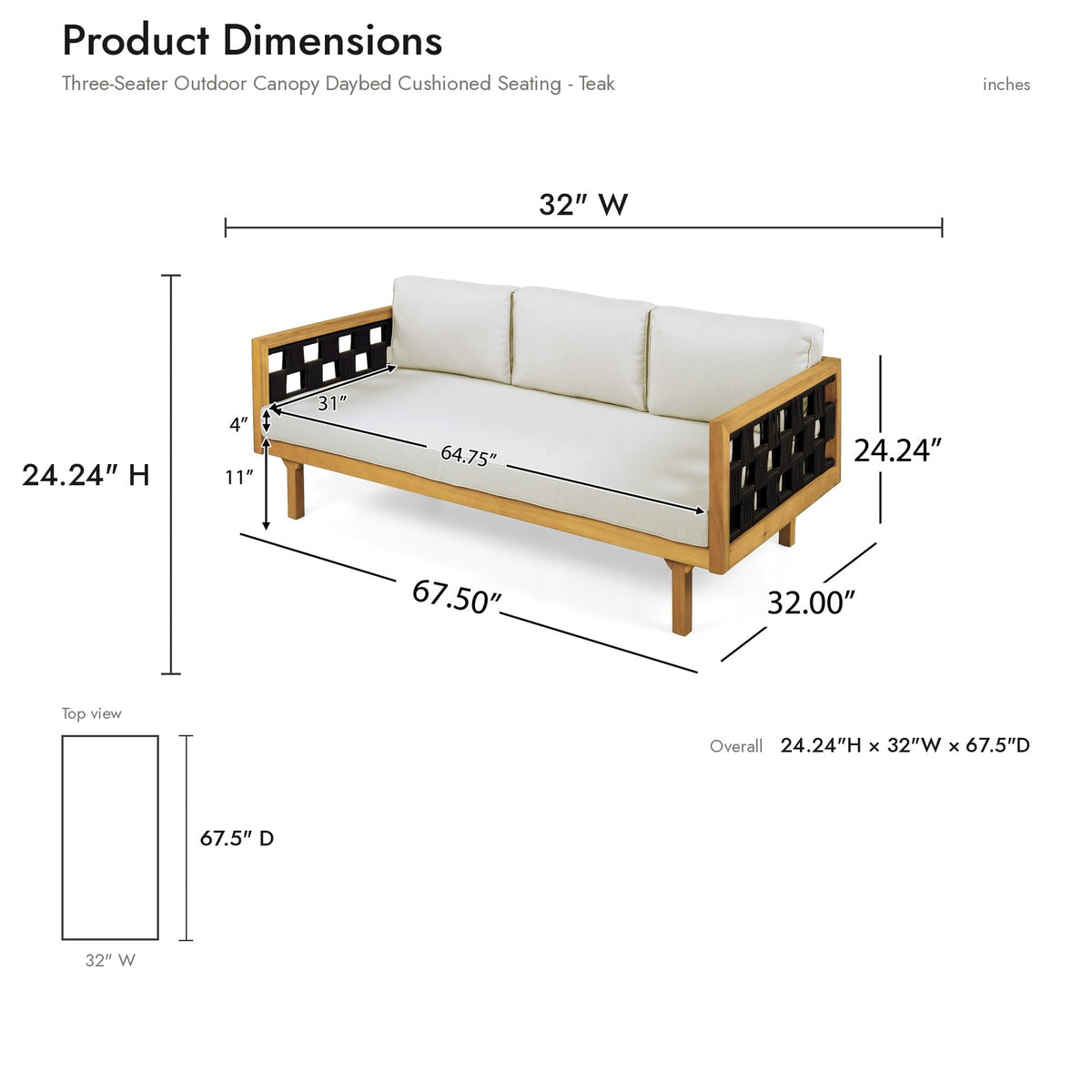Product dimensions diagram