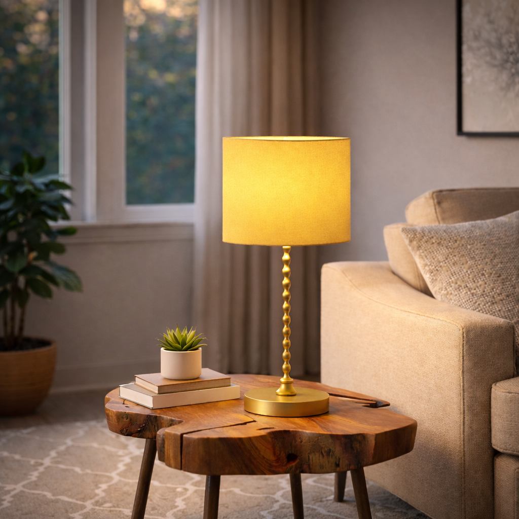 Torch Ochre Gold Painted Table Lamp