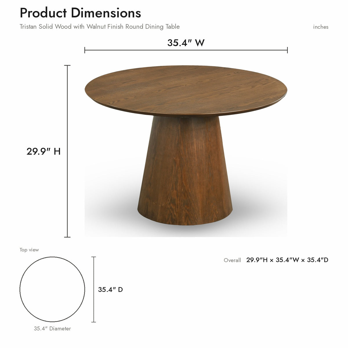 Product dimensions diagram