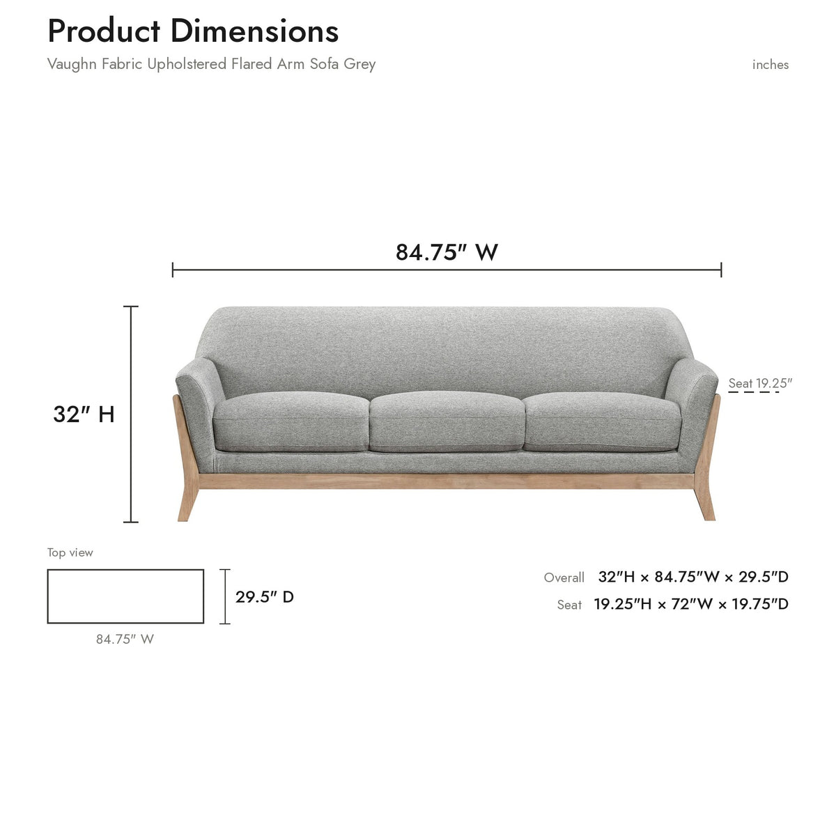 Product dimensions diagram