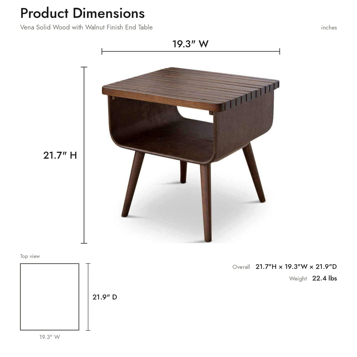 Product dimensions diagram