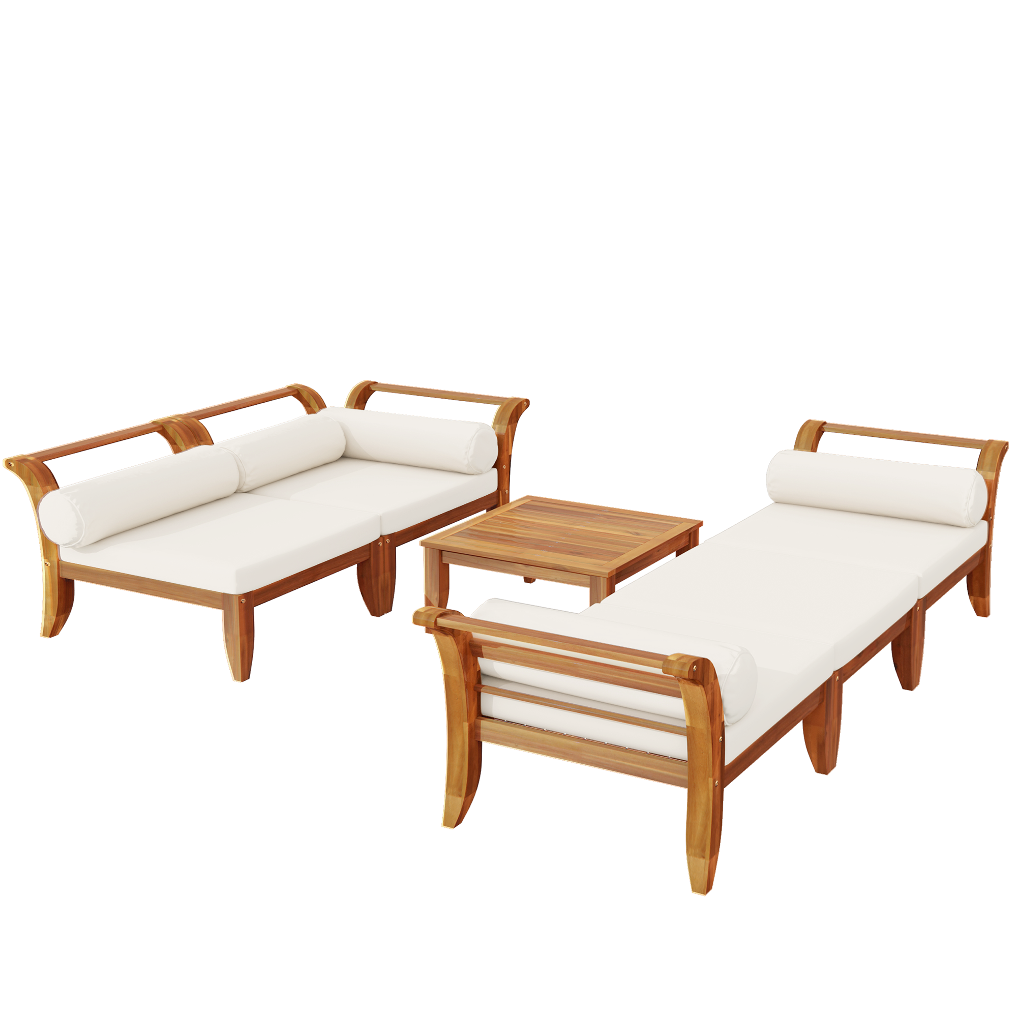 Topmax Outdoor L-Shaped Sectional Cushioned Seating - Beige