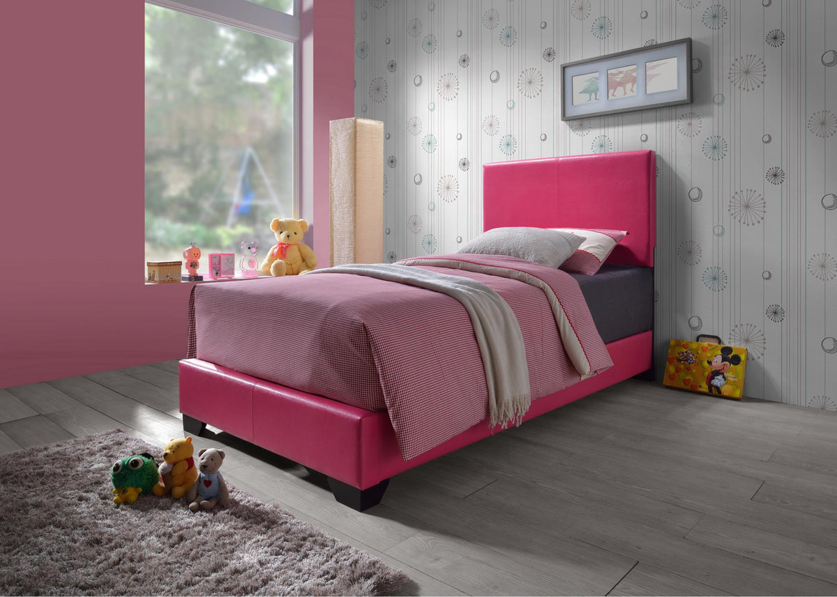 Pink Faux Leather Bed (Twin & Full)