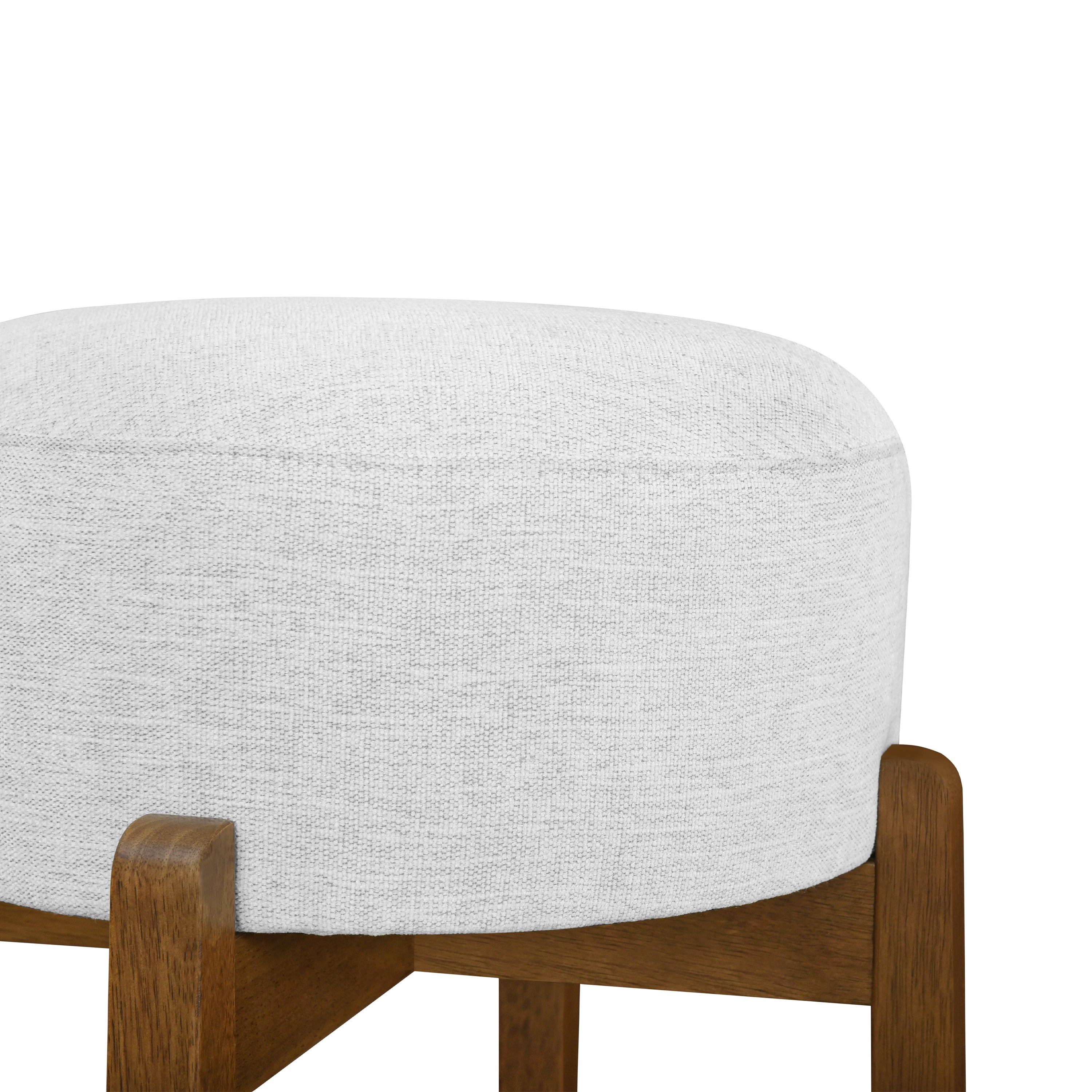 Vera Indoor Wooden Upholstered Barstool, Dark Walnut Finish and Ivory Upholstery, Set of 4