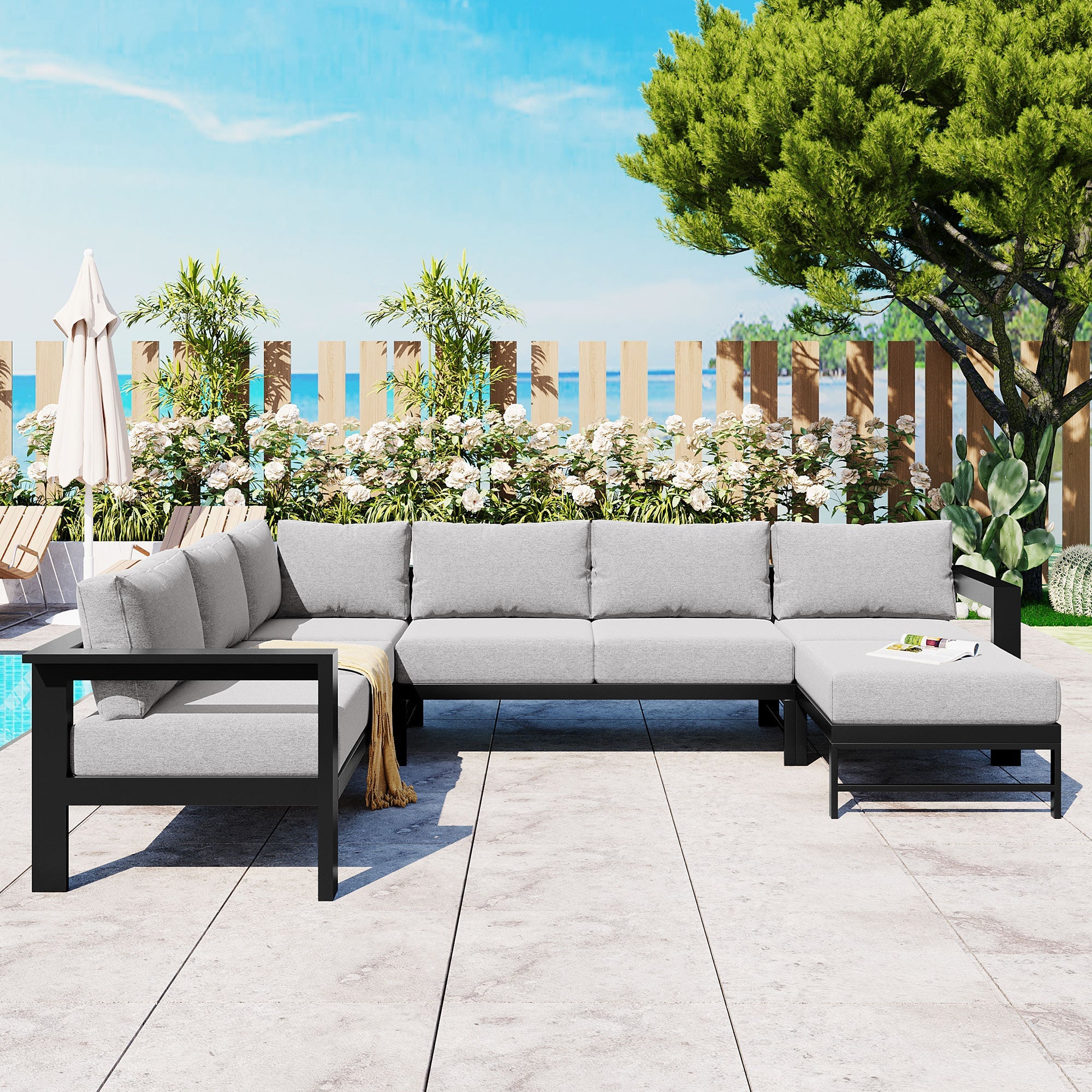 U-Style Outdoor U-Shaped Sectional Cushioned Seating