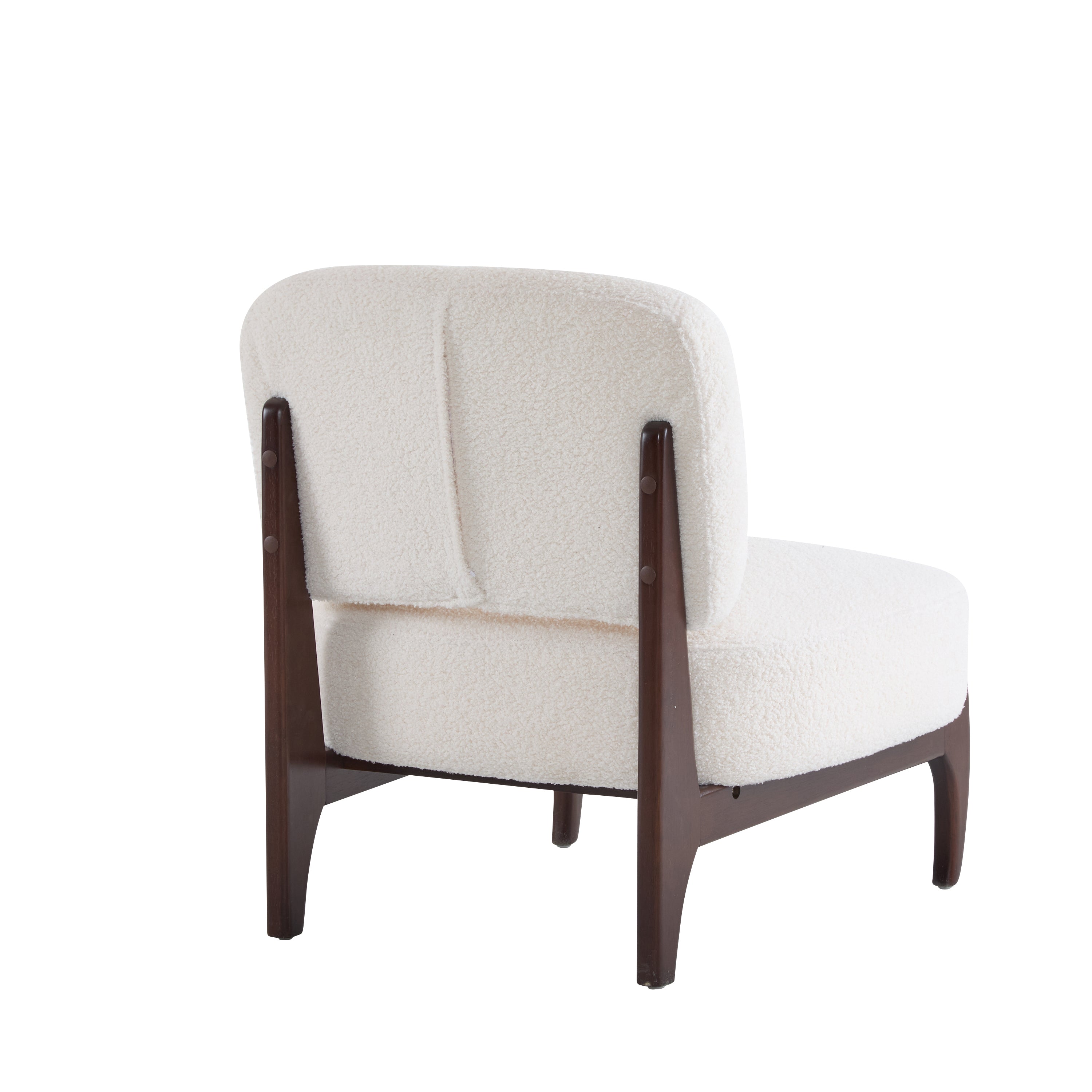 Easton Beige Modern Boucle Lounge Chair with Solid Wood Frame
