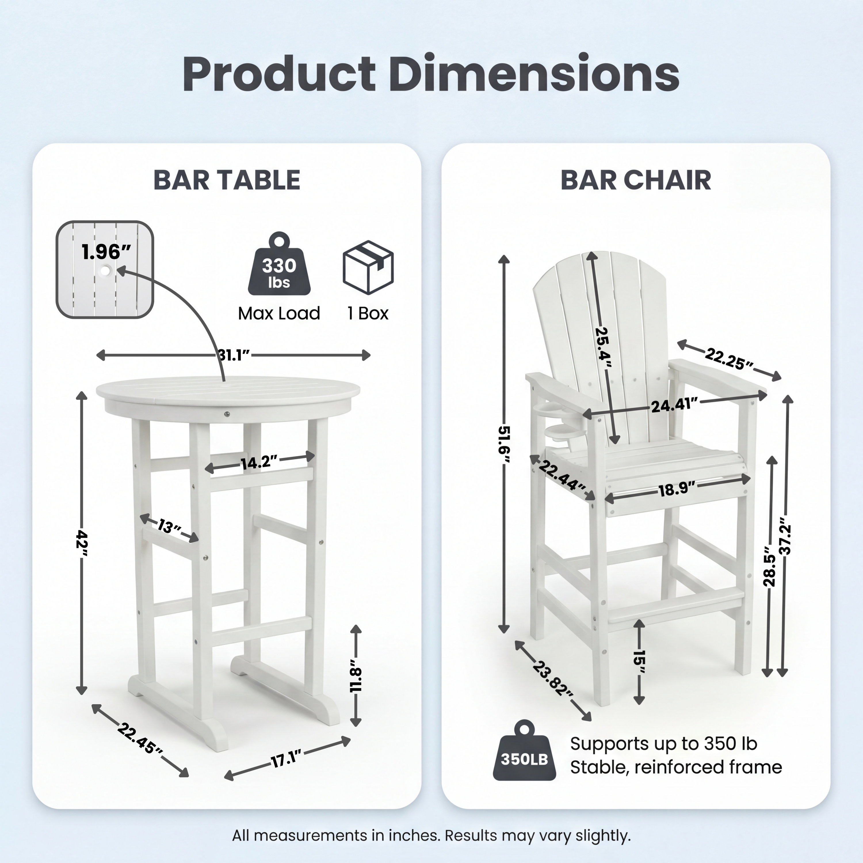 Hdpe Outdoor Bistro Set HDPE Frame - White
