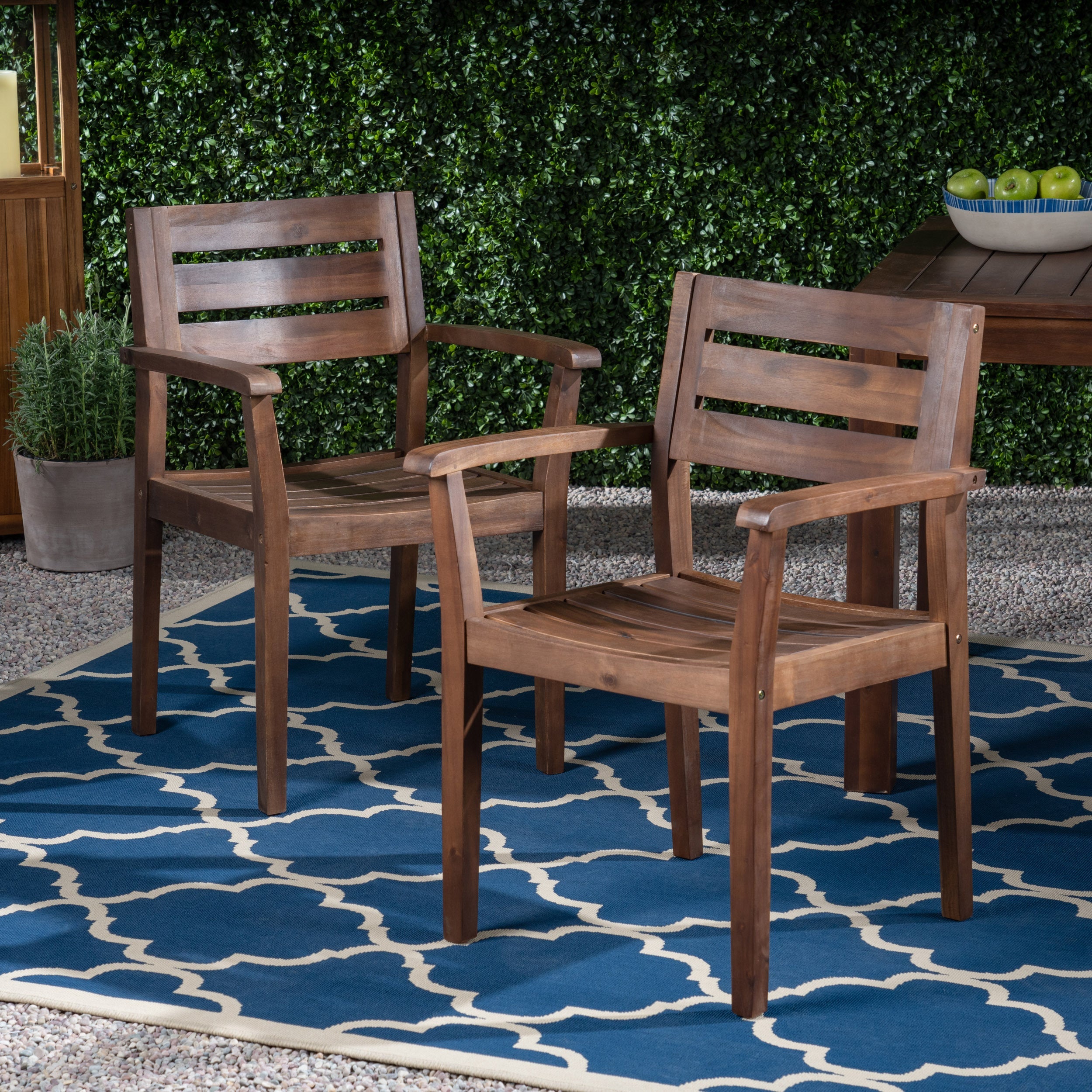 Stamford Outdoor Dining Chair Set Acacia Wood - Dark Brown